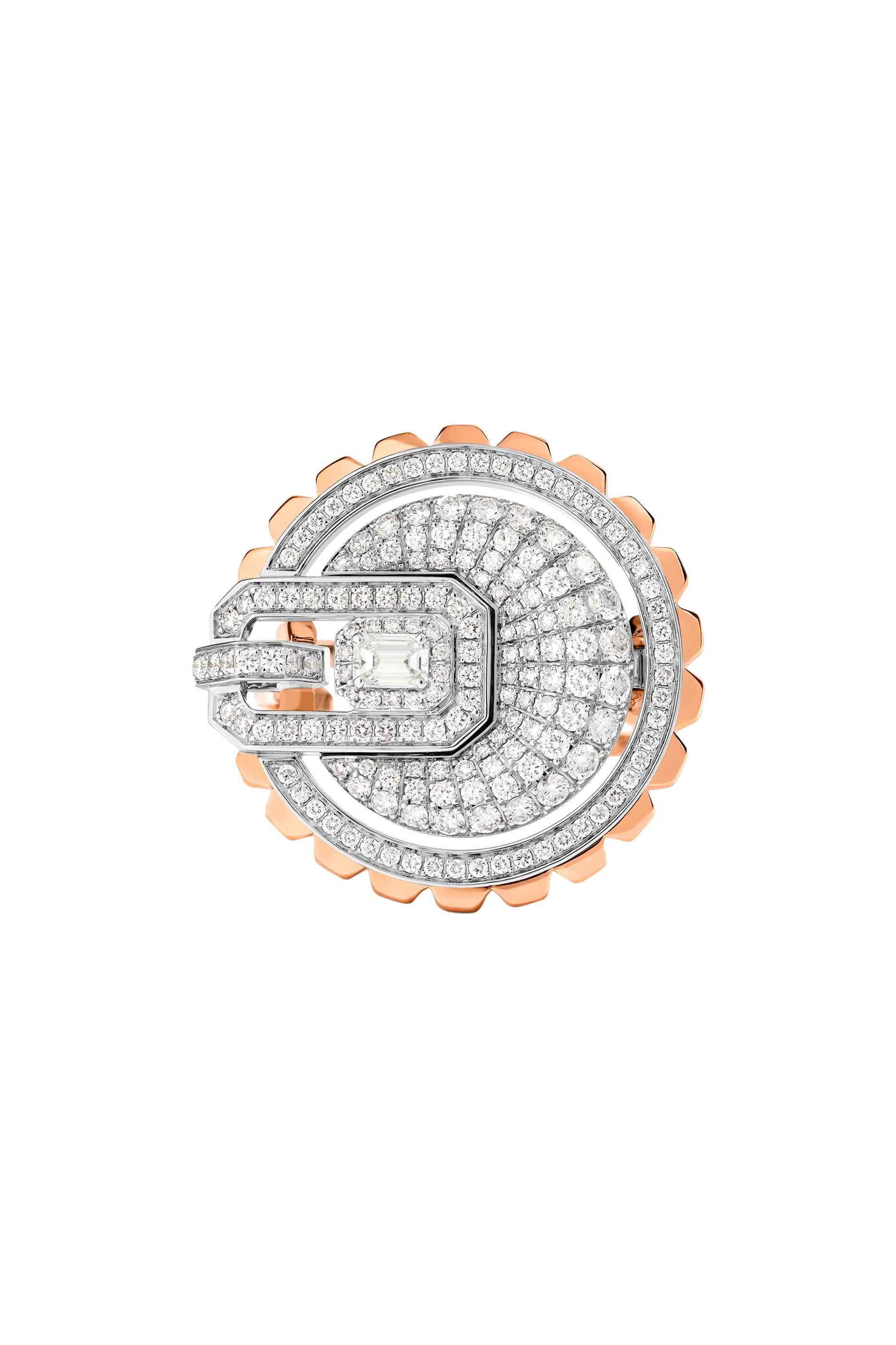 خاتم ستيتمنت امباير متوسط بلونين مرصع بماس، مزيج ذهب عيار 18