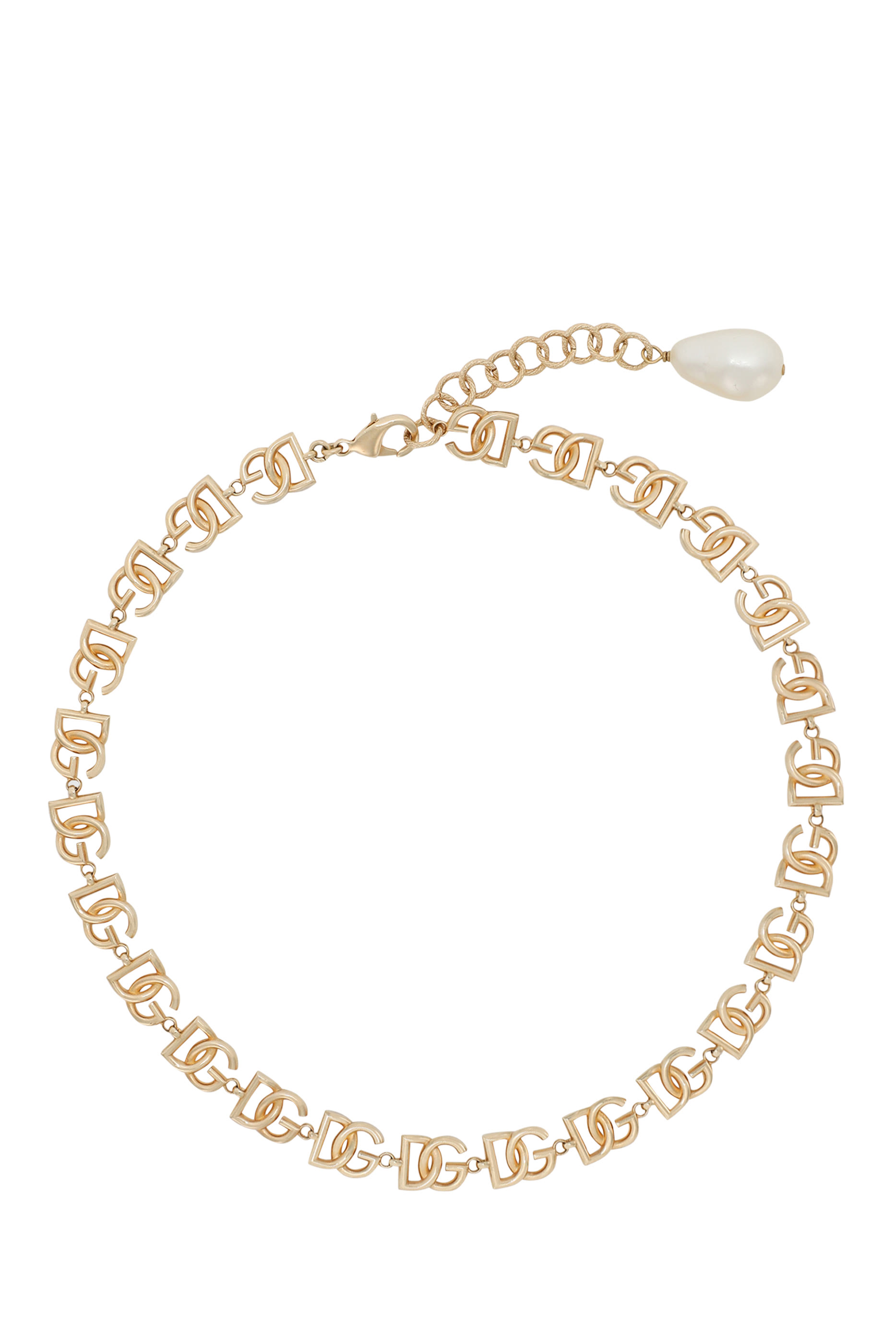 قلادة سلسلة مزينة بشعار الماركة، نحاس وزجاج أكريليك