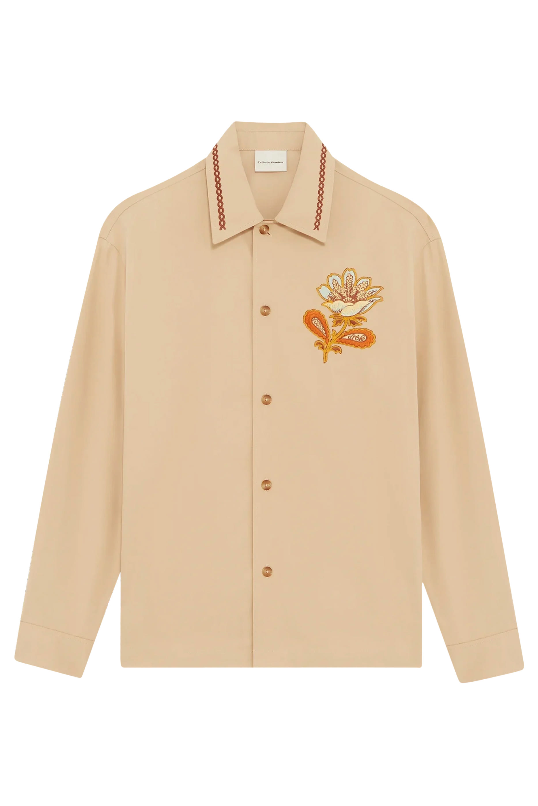 قميص بنمط جاكيت بزهور مطرزة