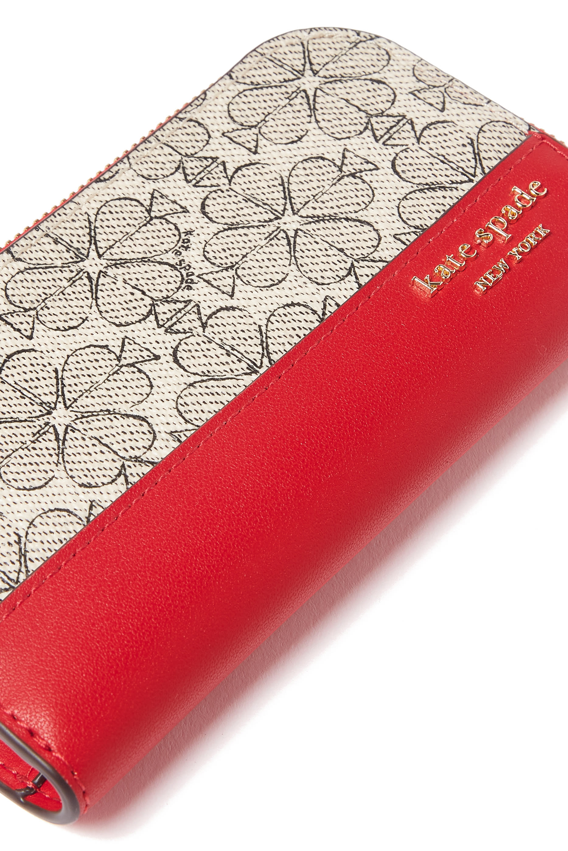 محفظة صغيرة بتصميم رفيع ثنائي الطي بنقشة زهور بشكل بستوني