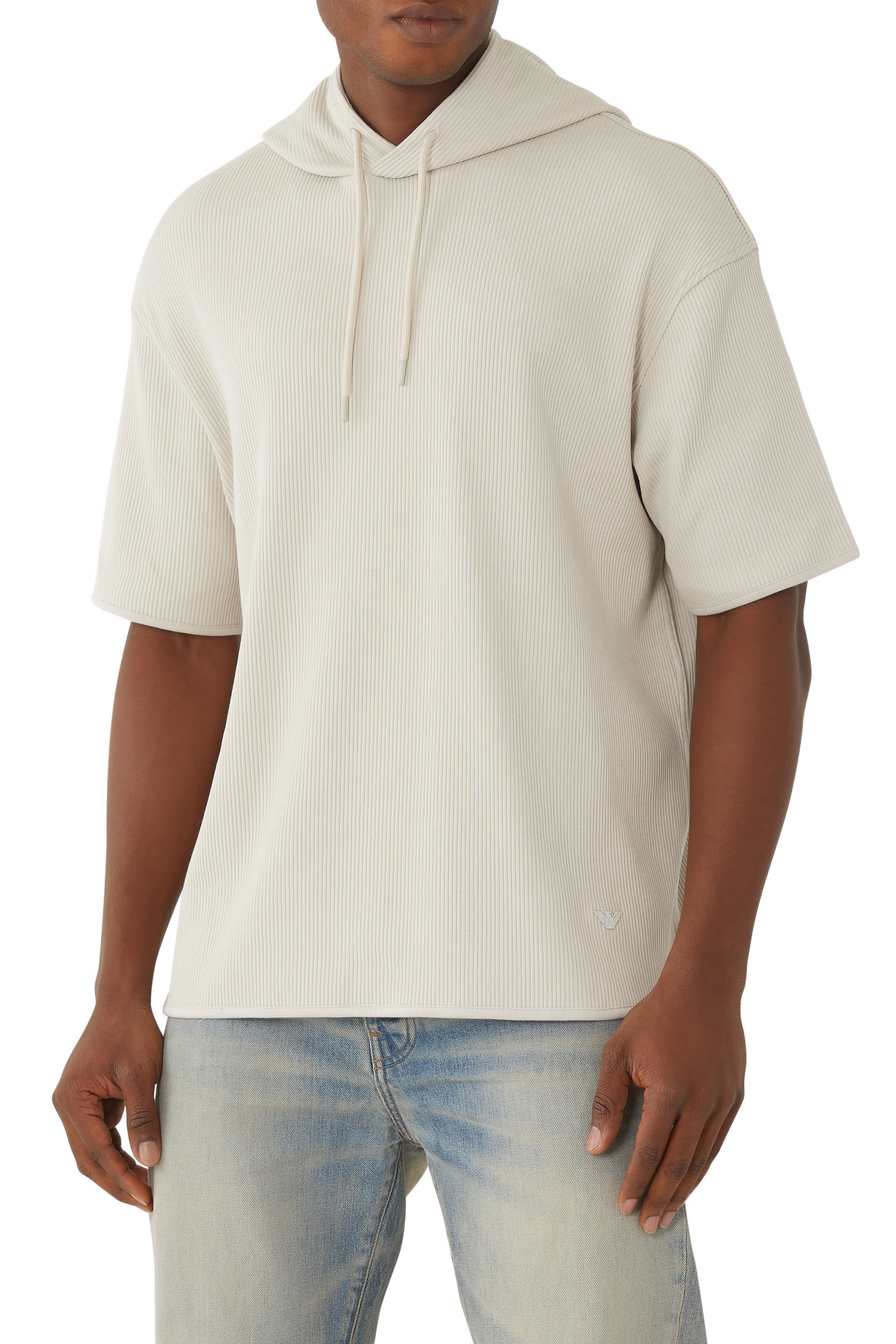 سويت شيرت بغطاء رأس ونقشة شعار الماركة بحجم صغير