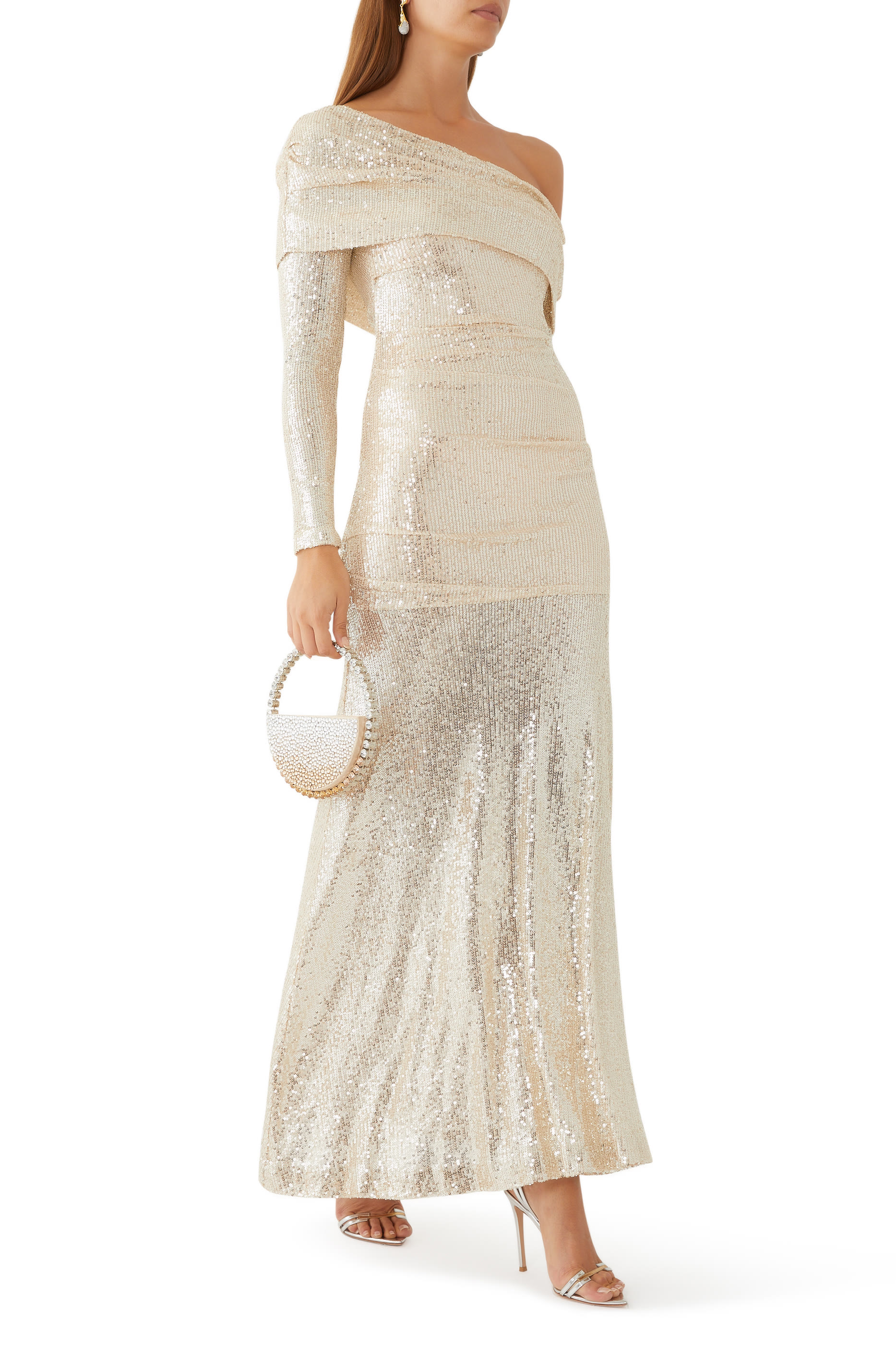 فستان سهرة نوفا بطول الكاحل بكتف واحد