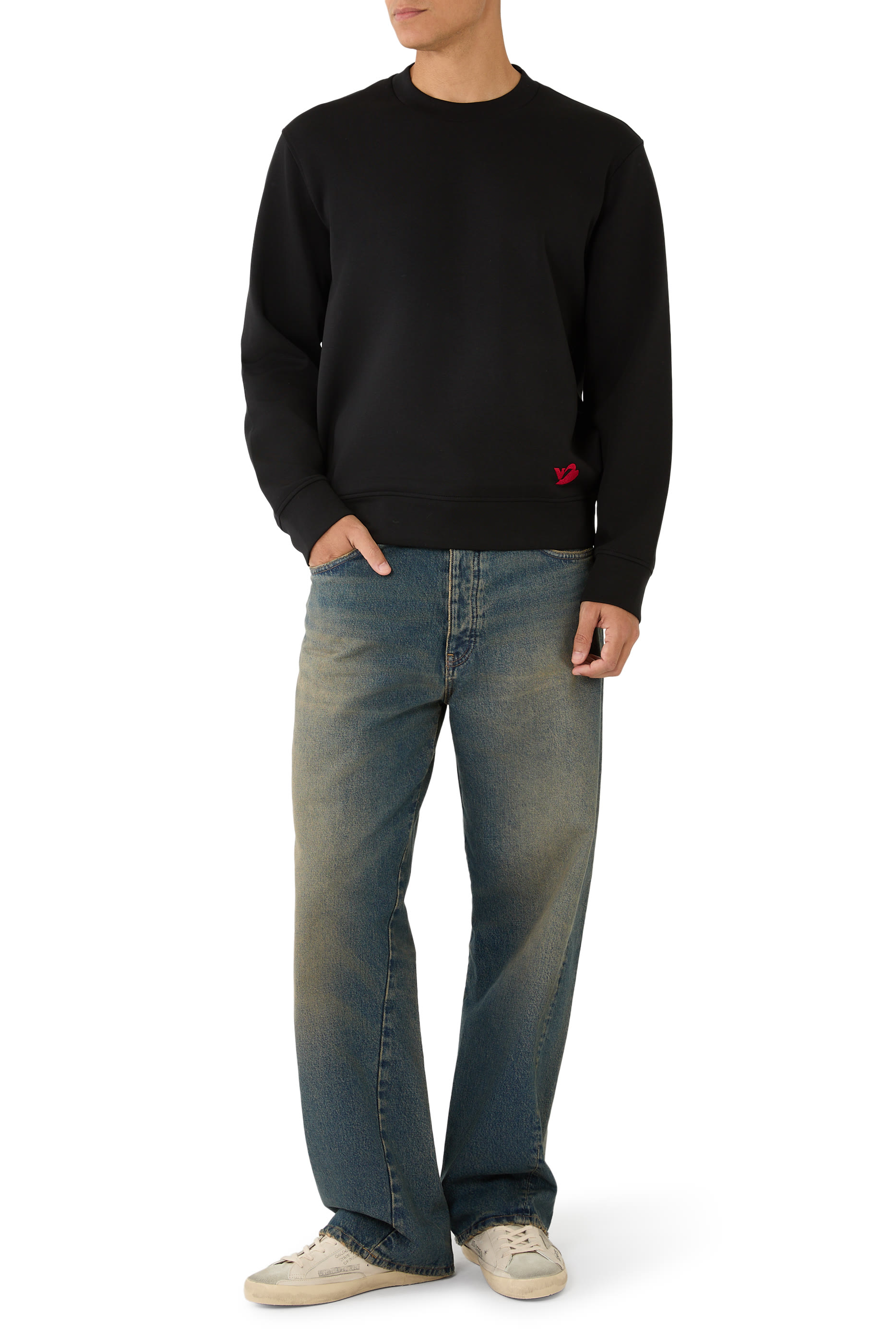 سويت شيرت بشعار النسر وقلب جيرسيه بحياكة مزدوجة