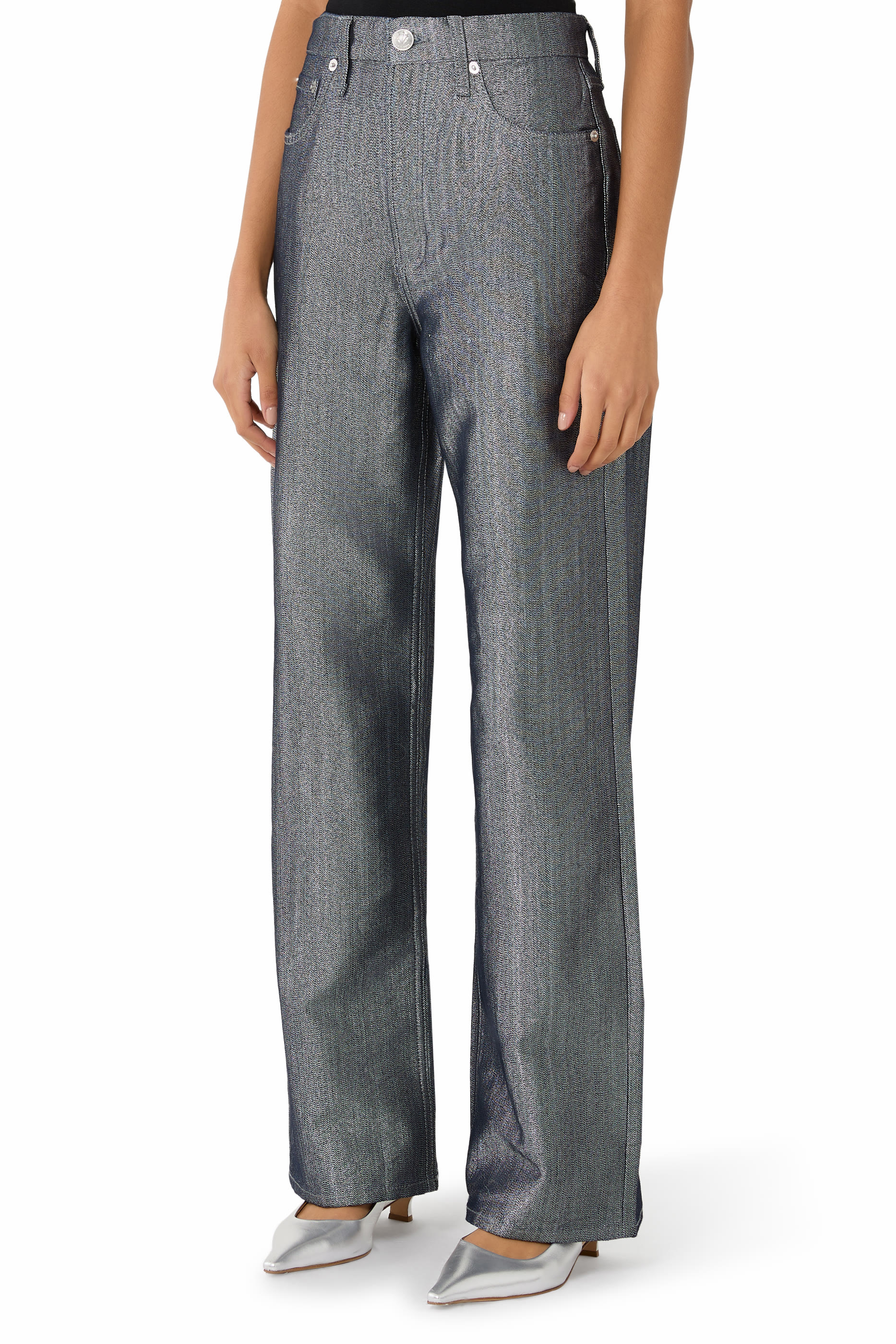 بنطال جينز لوغان بقصة ساق واسعة