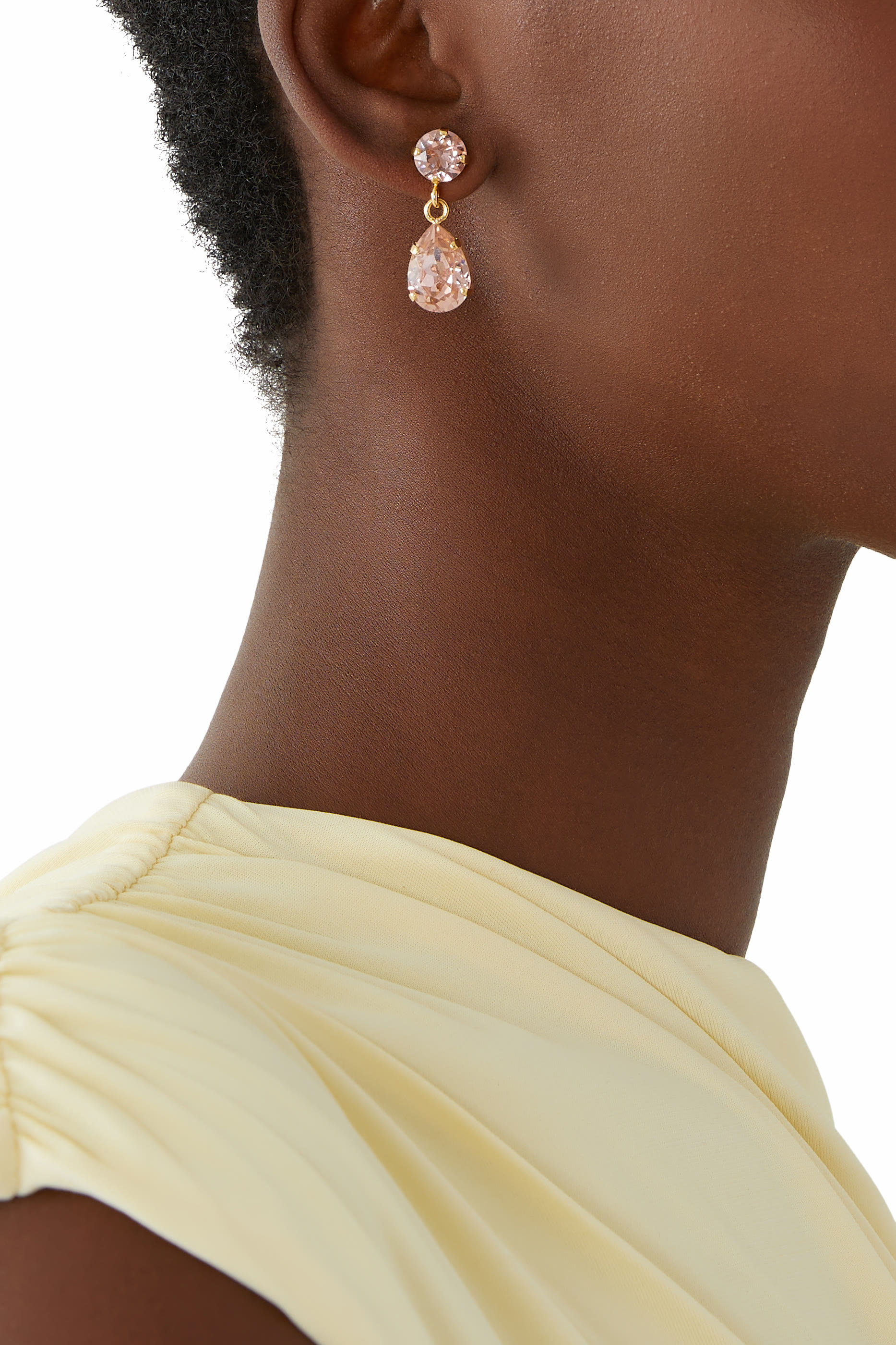 أقراط بوني صغيرة مرصعة بالكريستال مطلية بالذهب عيار 18