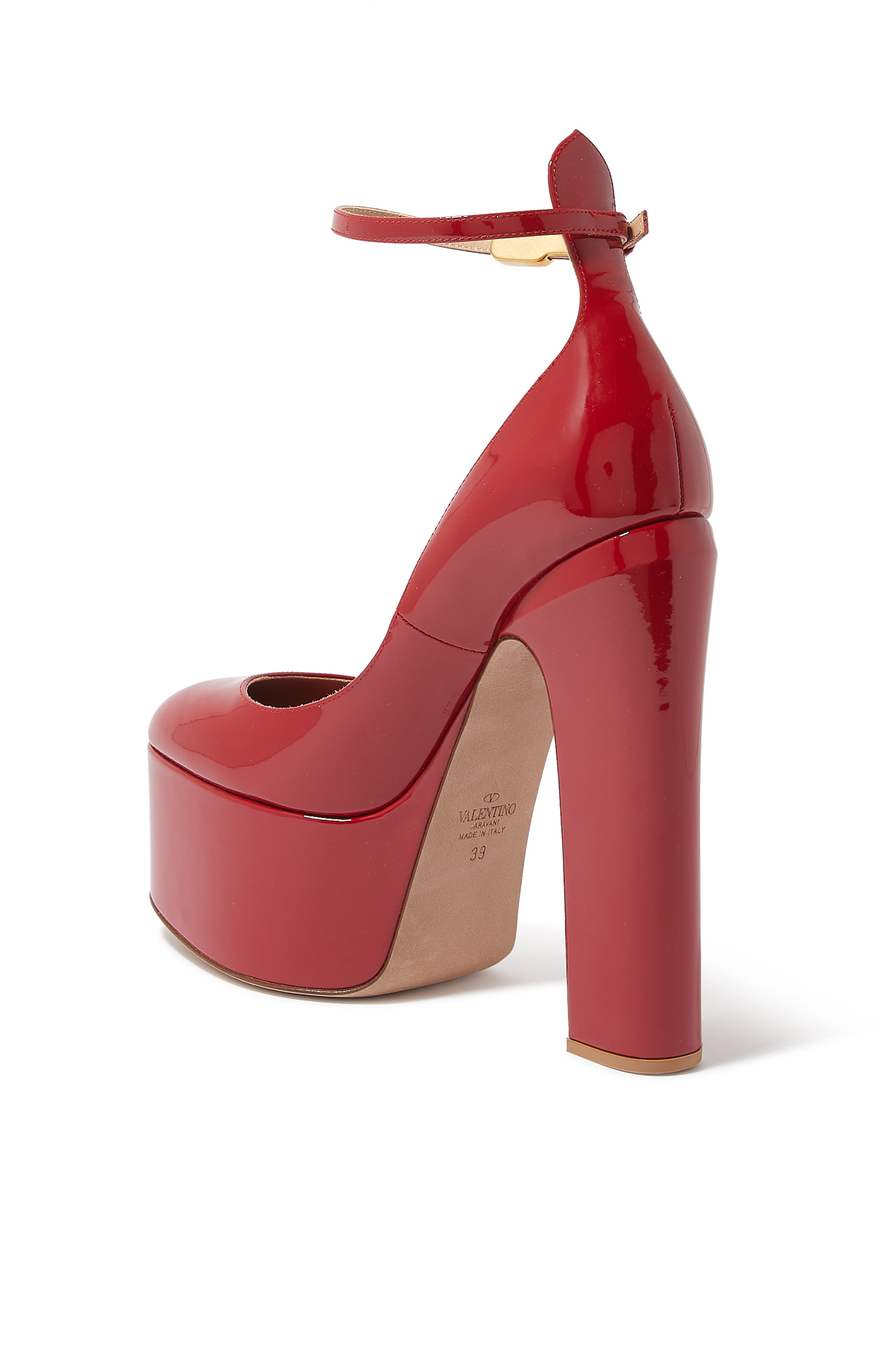 حذاء كلاسيك فالنتينو غارافاني تان جو بنعل سميك جلد لامع بكعب 155 مم