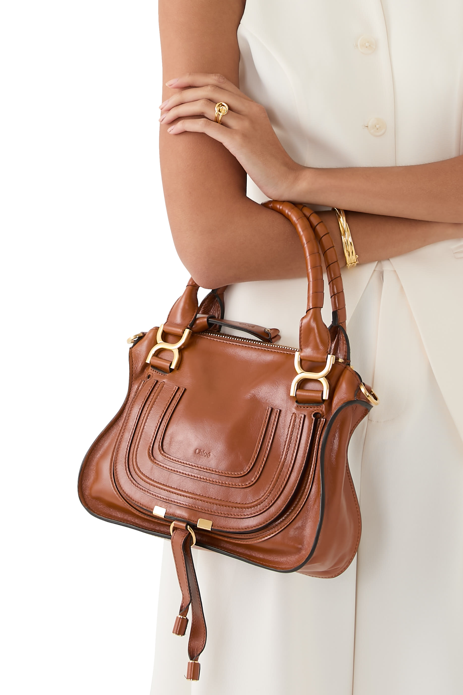 حقيبة كتف مارسي صغيرة جلد لامع