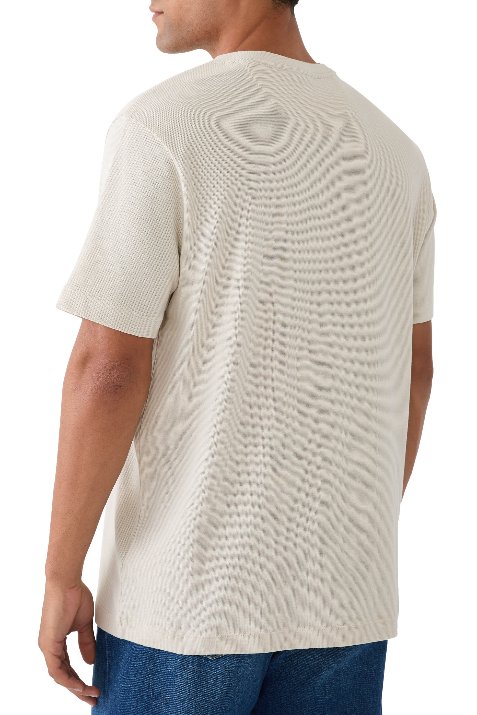 تيشيرت ميكرو وافل بياقة مزدوجة