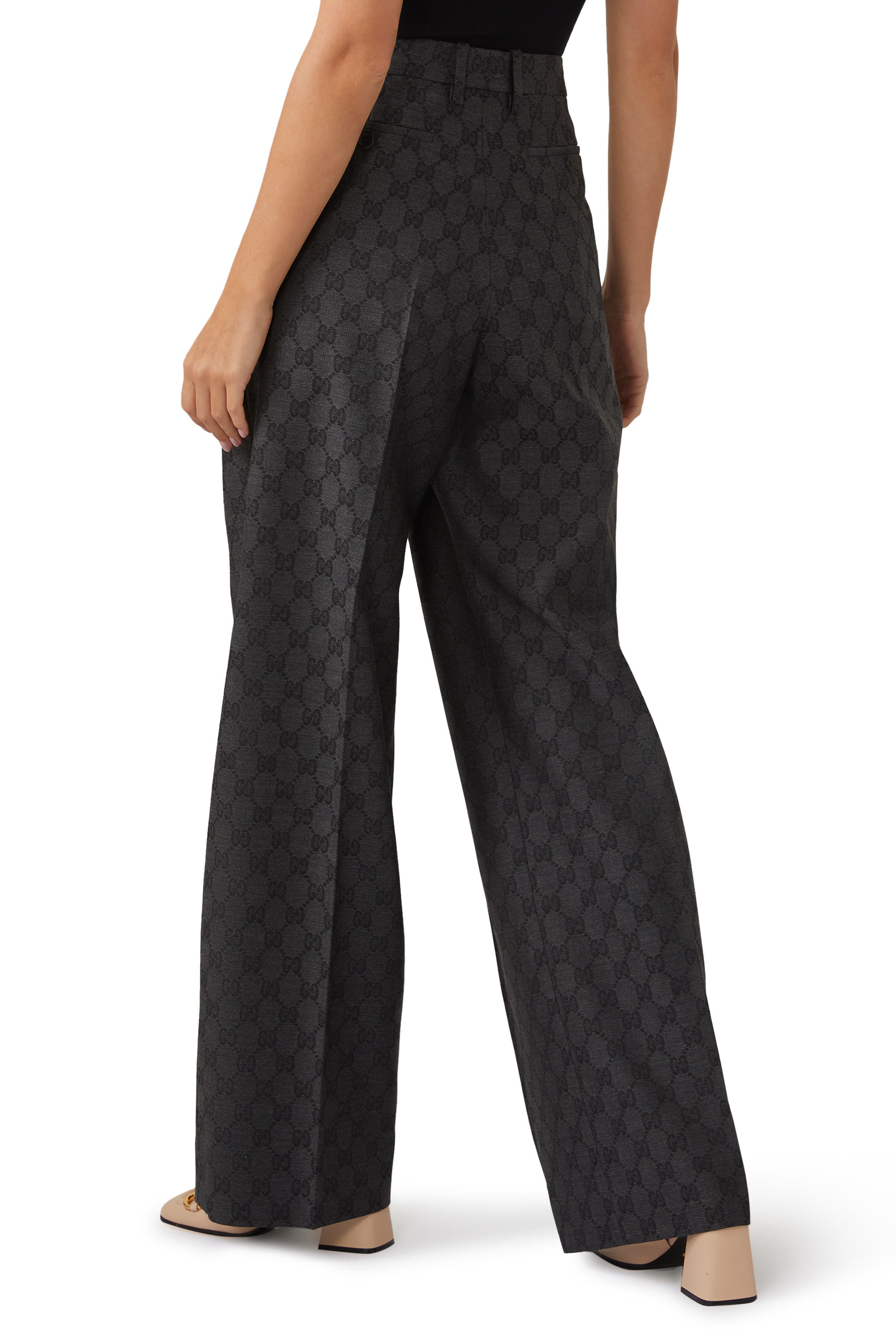 بنطال صوف بنقشة شعار GG