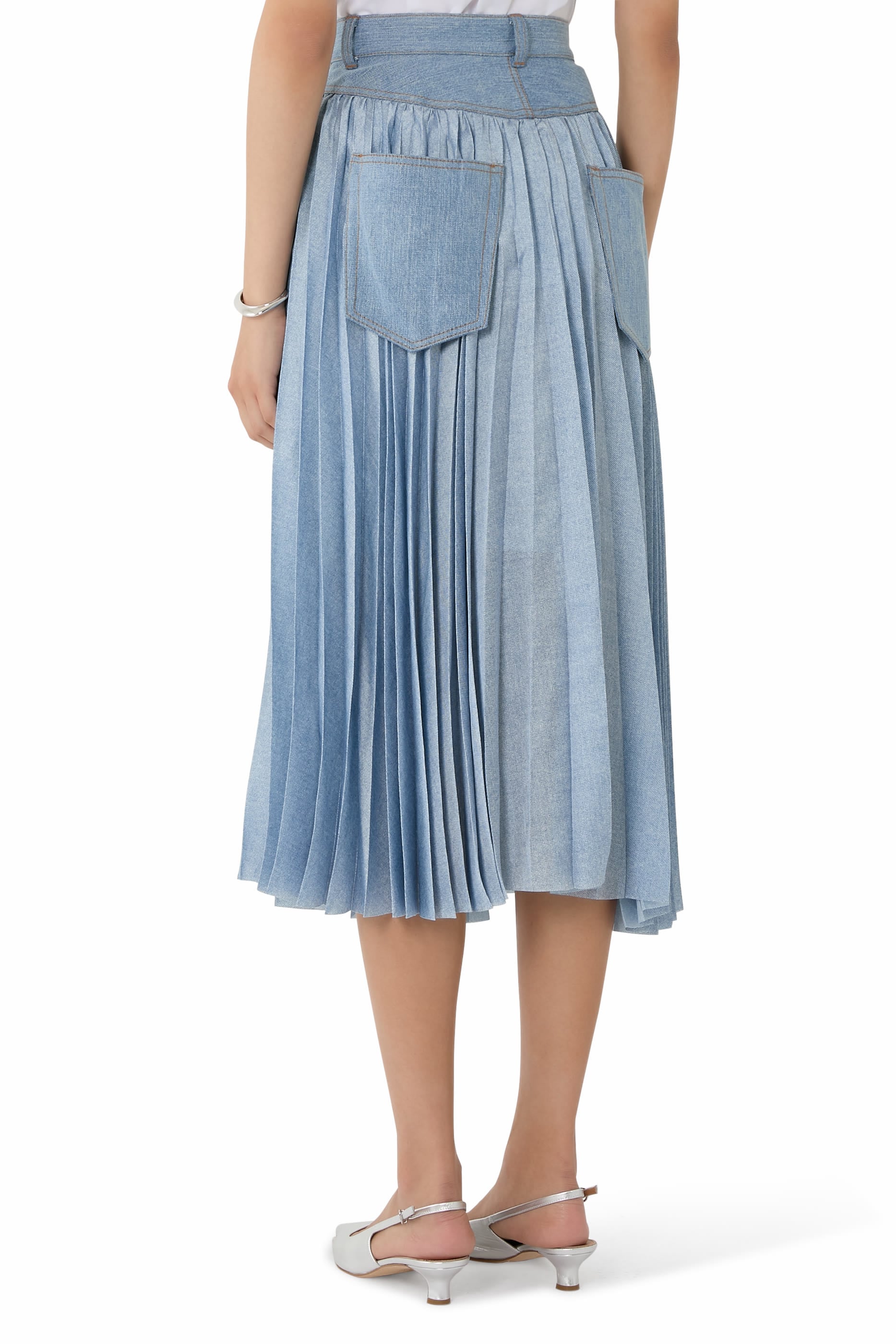 Pleated Denim Skirt