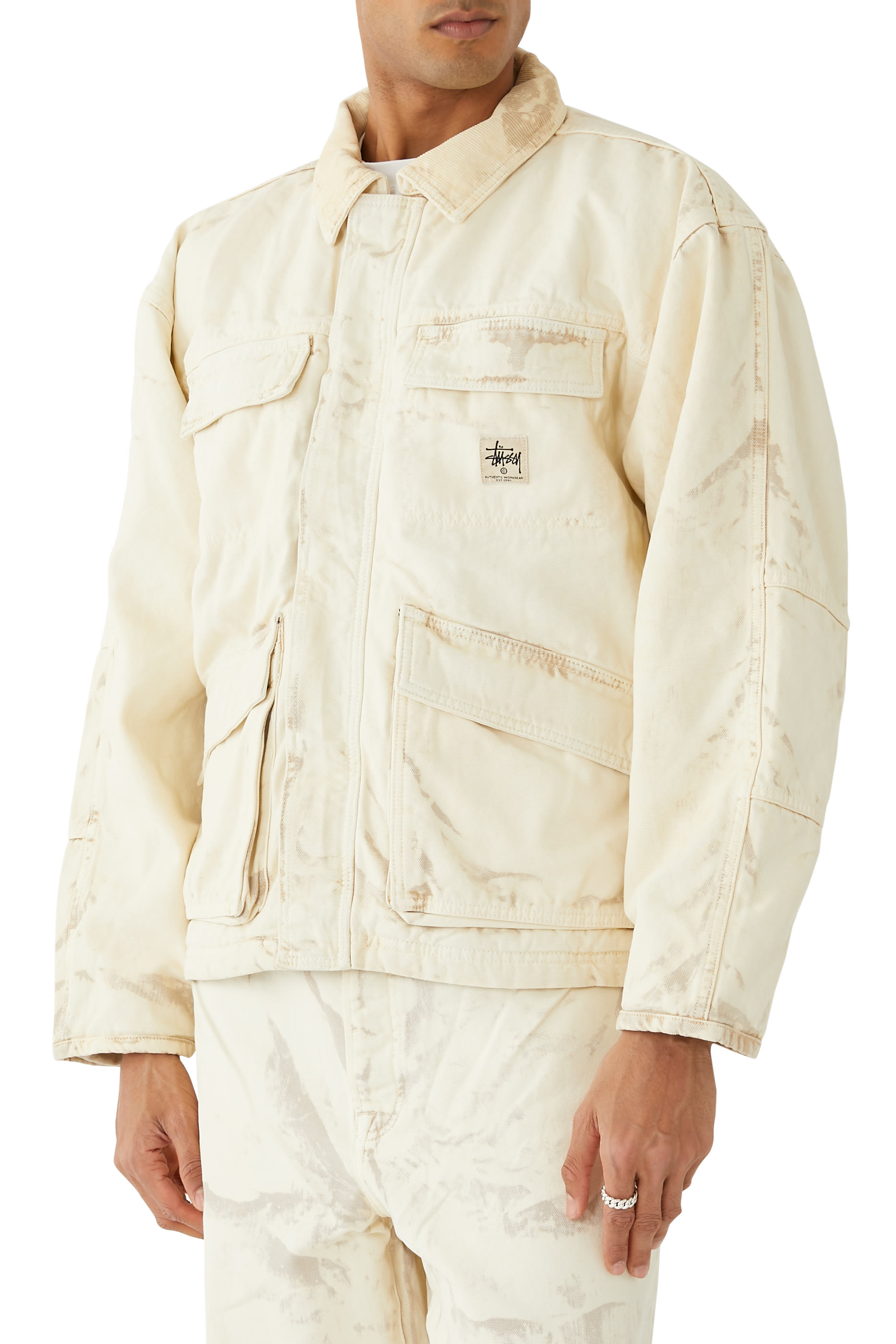 جاكيت شوب بتفاصيل ممزقة قماش قنب