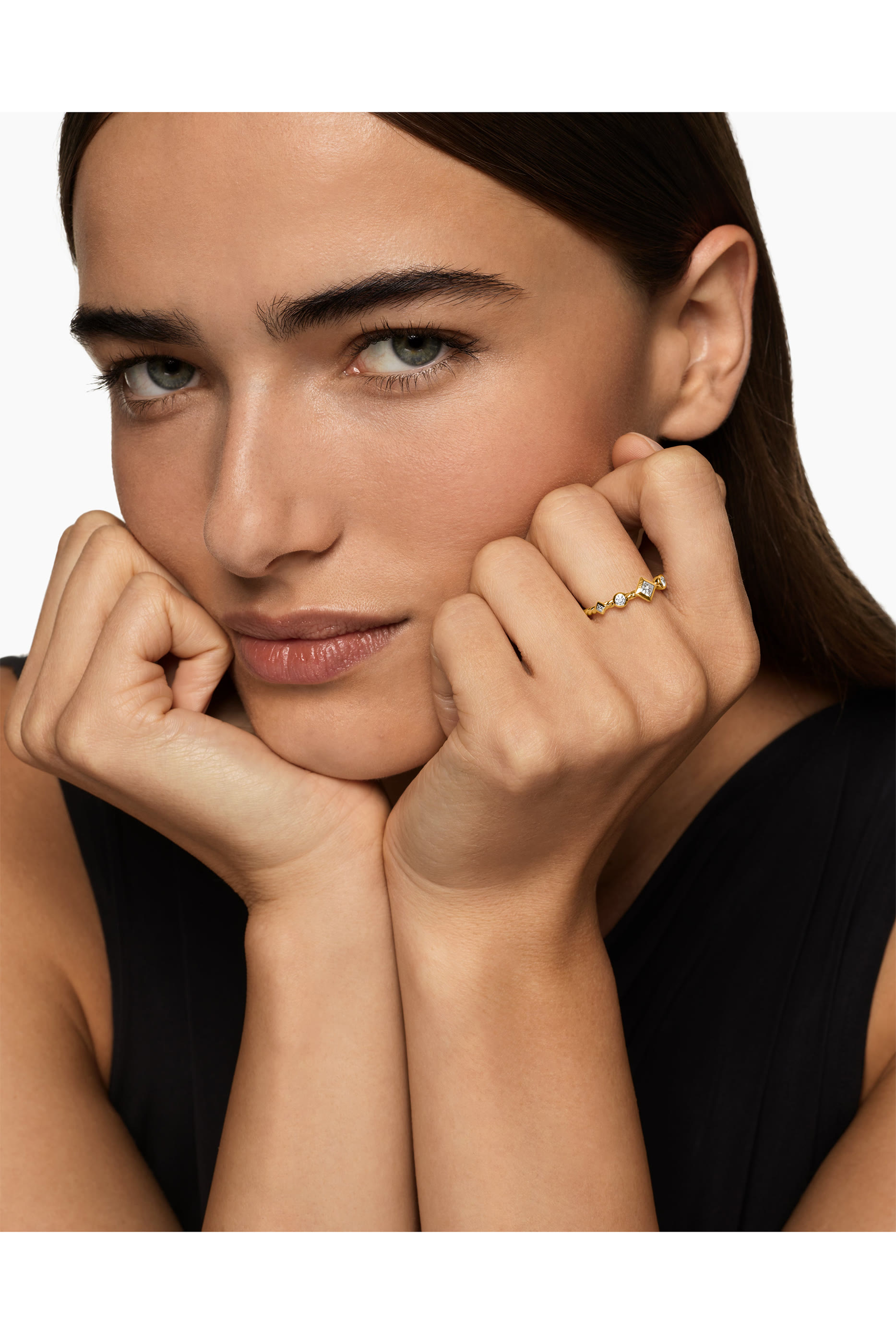 Cable Band Ring, 18K Yellow Gold & Diamonds