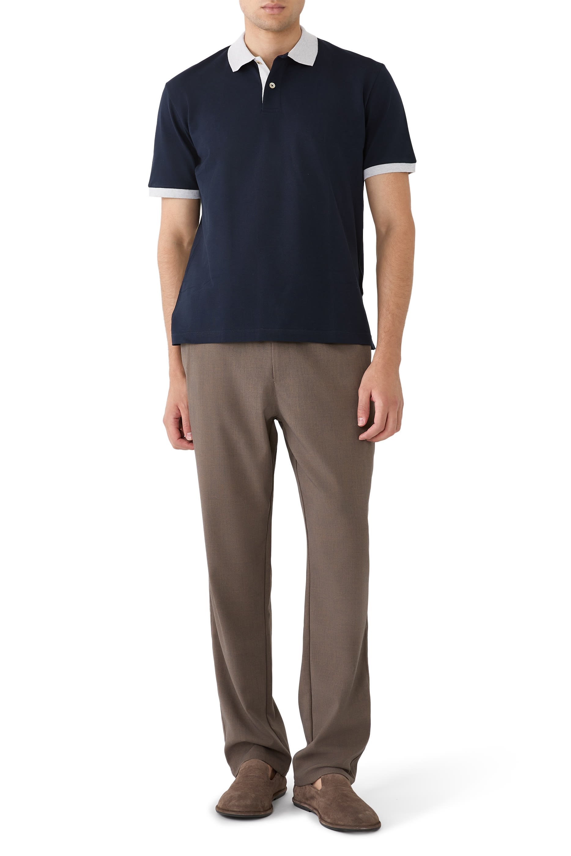 قميص بولو كتان منسوج