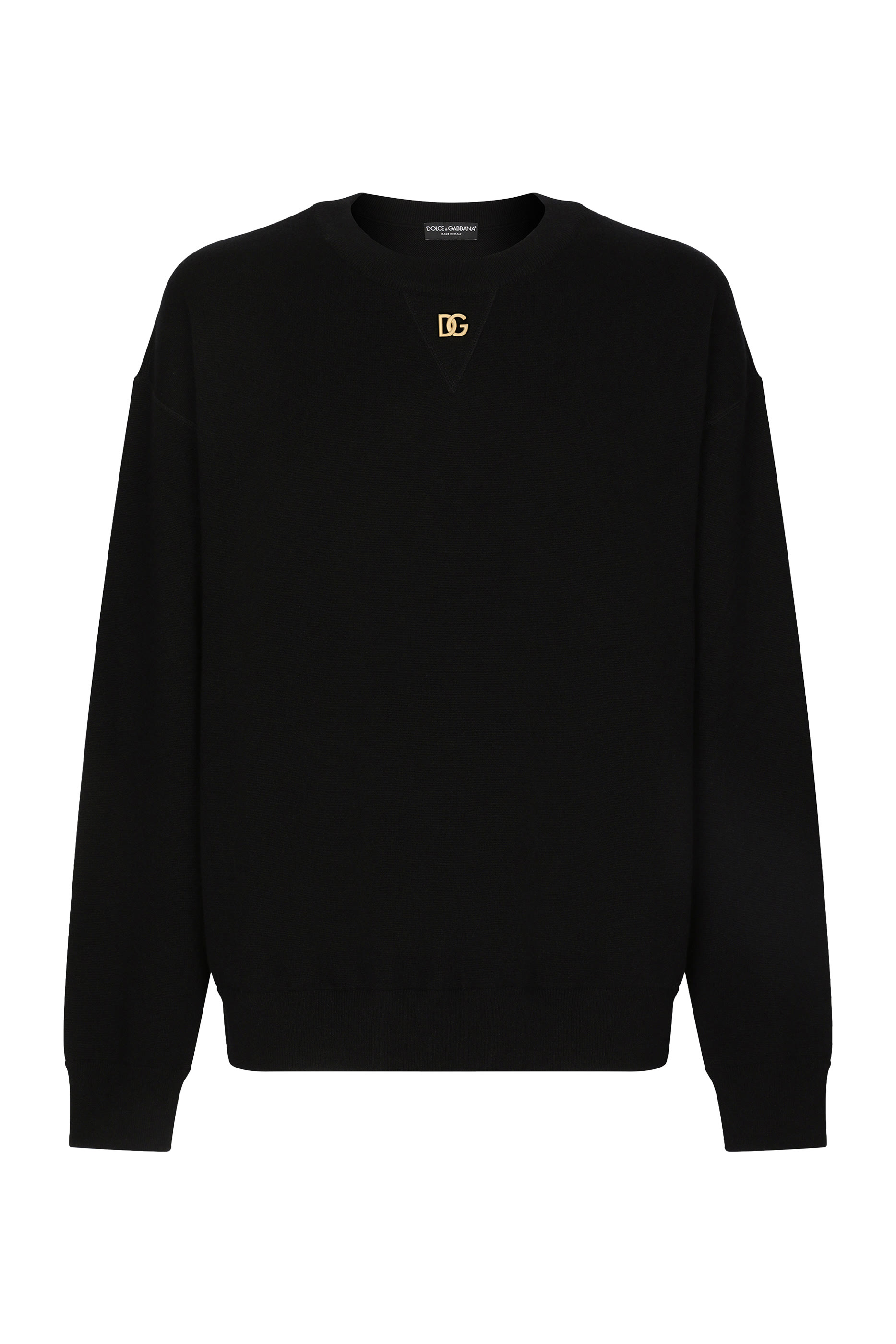 كنزة لوسو بشعار حرفي الماركة بياقة دائرية كشمير