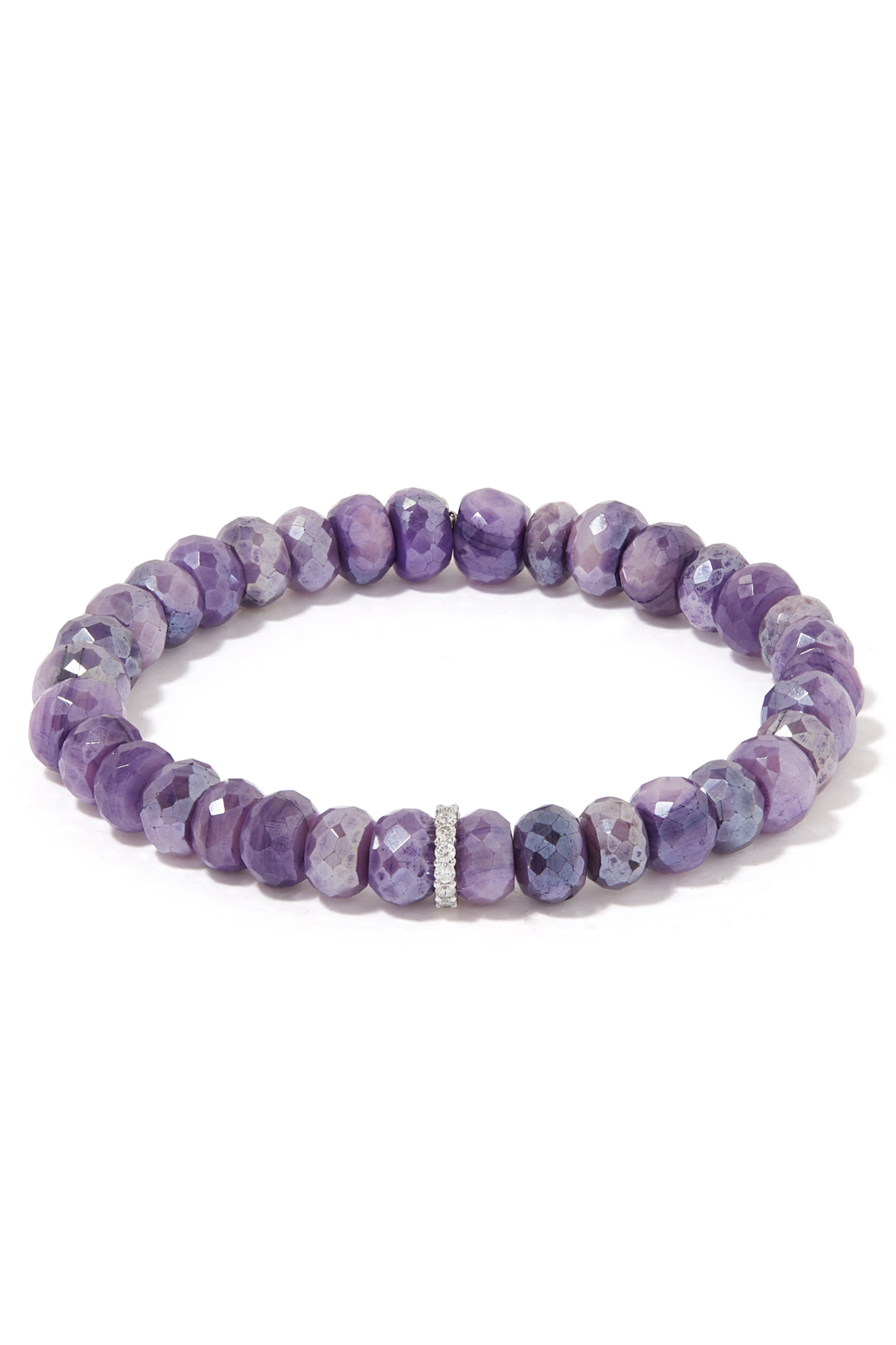 سوار كوكتيل إتيرنيتي صغير مزين بالماس وحجر القمر البنفسجي ذه ب أبيضعيار 14