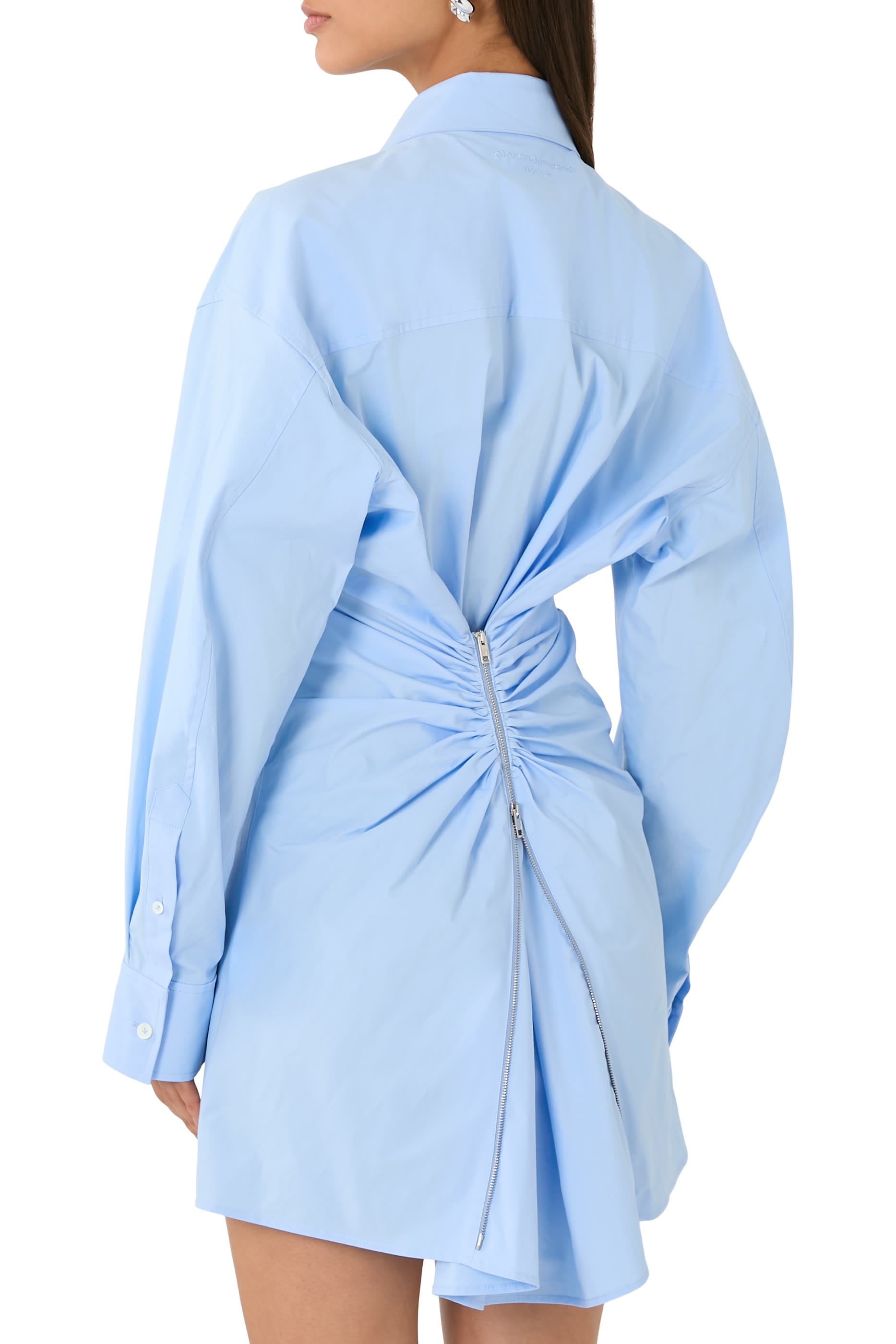 فستان بتصميم قميص بسحاب قطن مطاطي