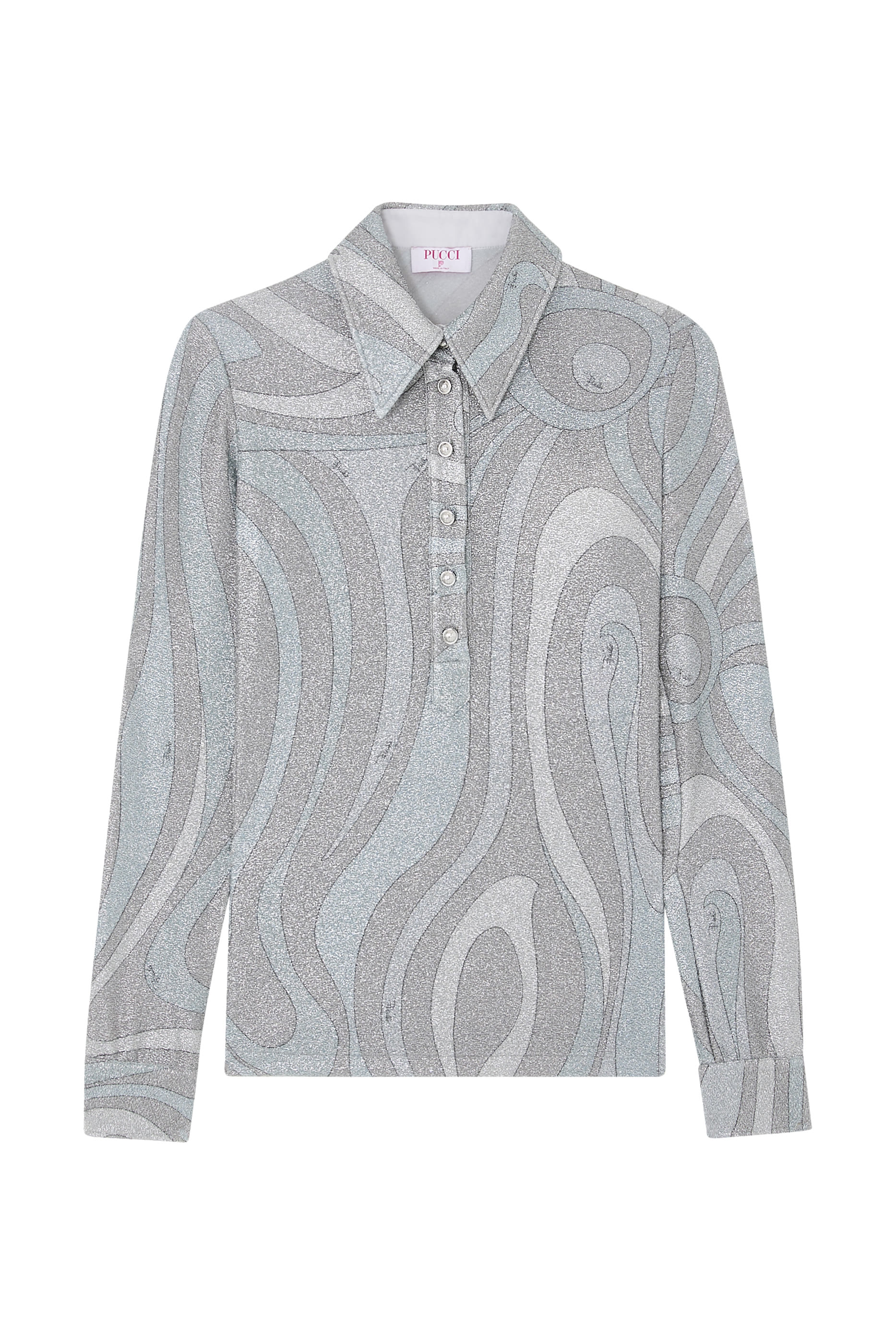 بلوزة بنقشة ايريد جيرسيه لامع