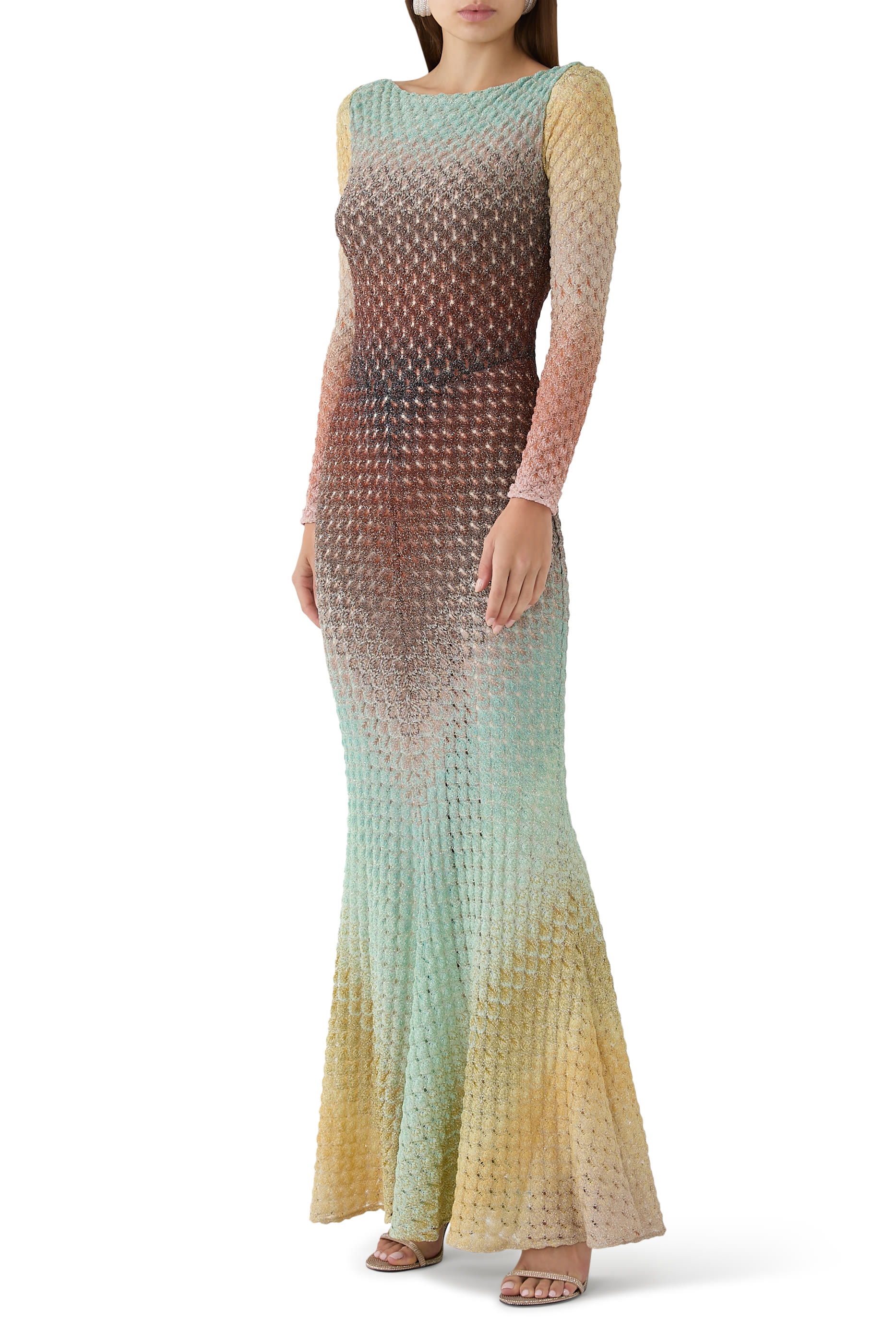 فستان طويل اومبريه متدرج دانتيل راتشيل