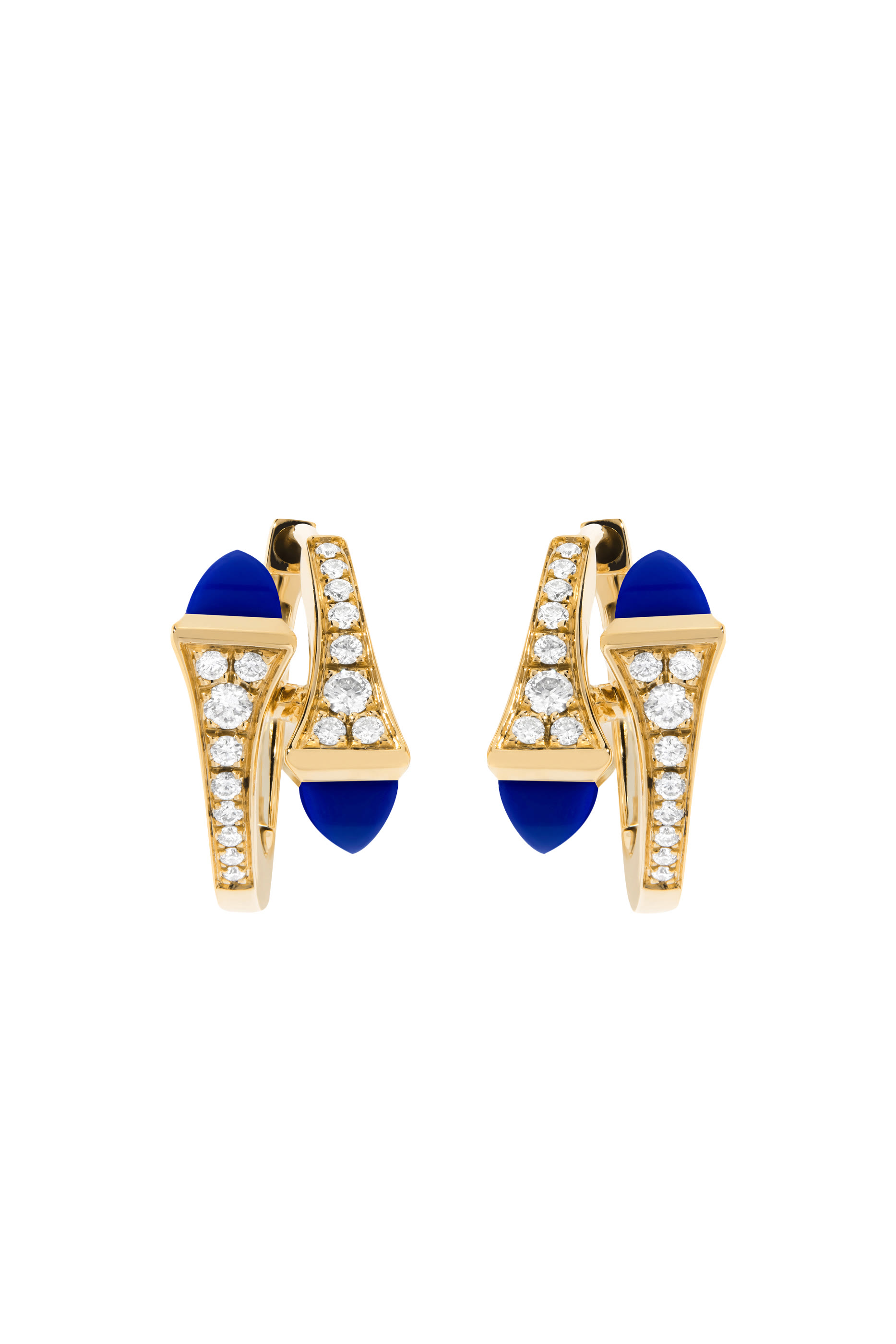 أقراط كليو هاجي مرصعة بالماس والازورد ذهب أصفر عيار 18