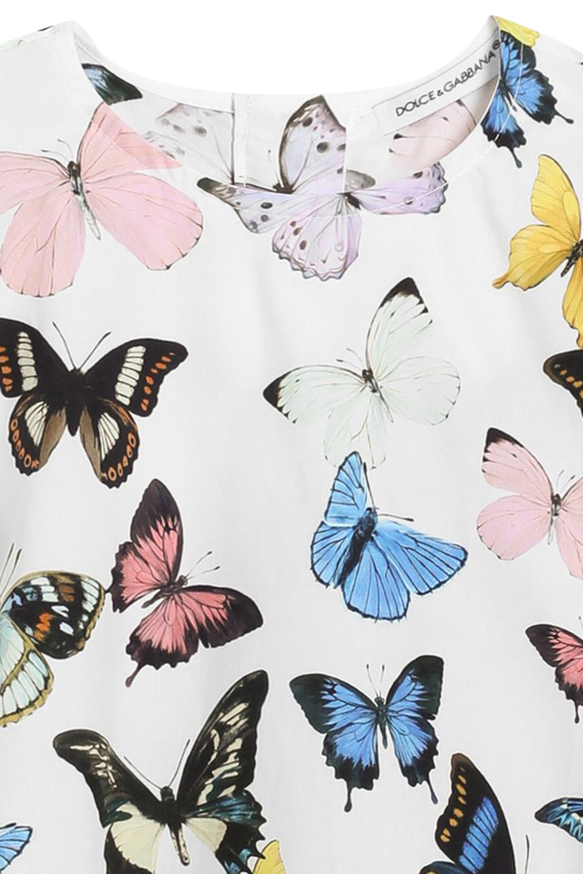 فستان بقصة واسعة وطبعات فراشة للأطفال