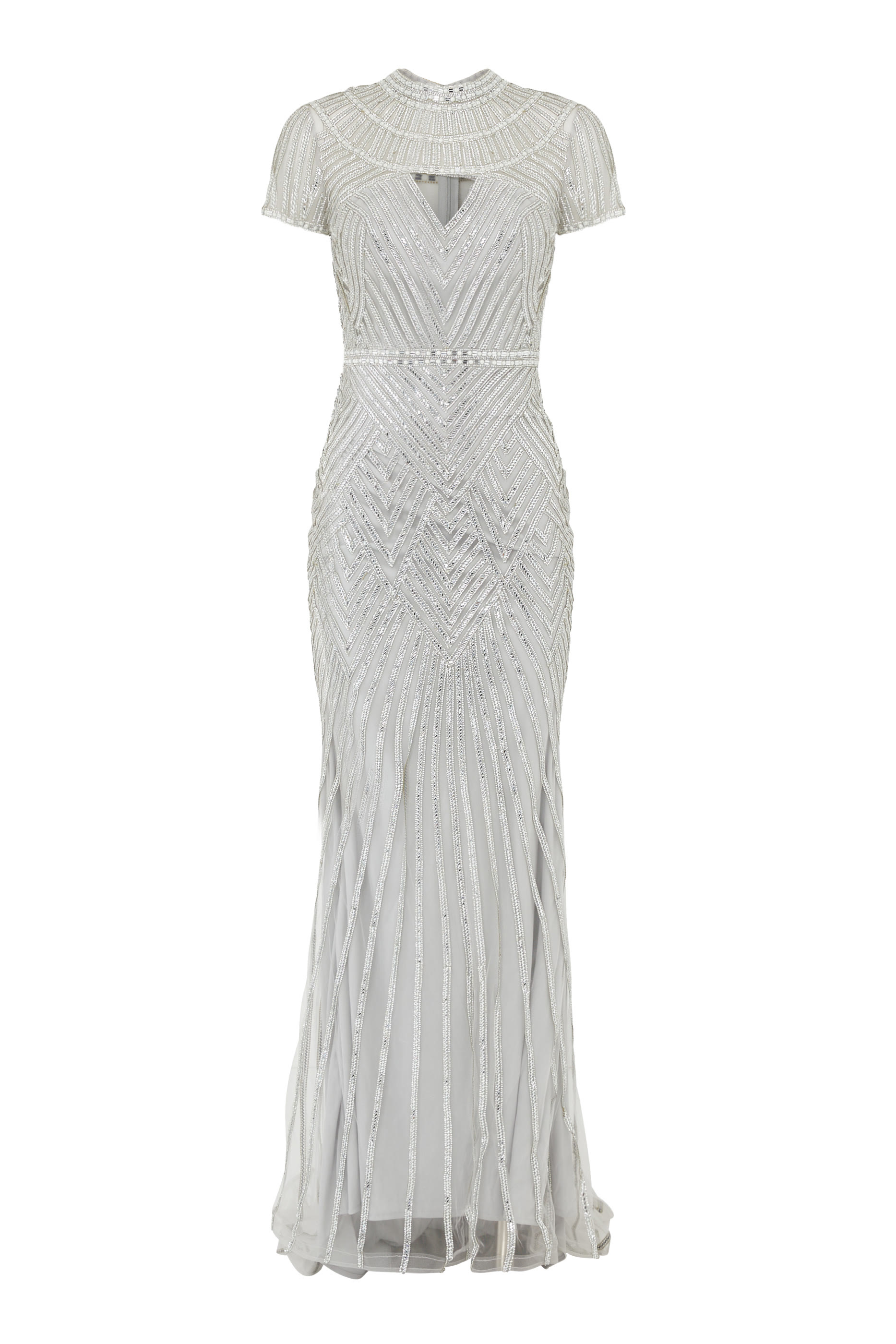 فستان طويل مطرز بالخرز