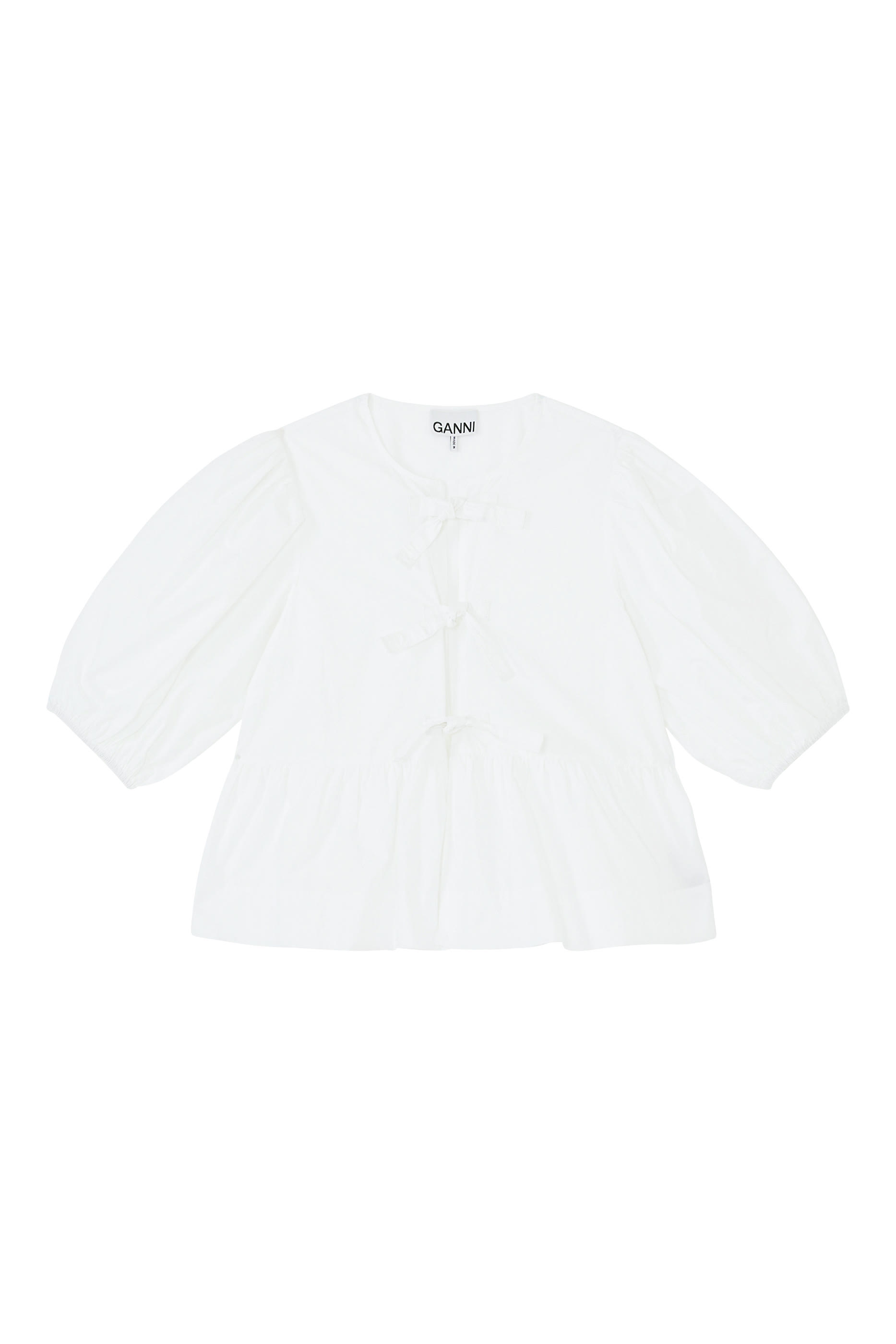 بلوزة بحافة جرس قطن بوبلين