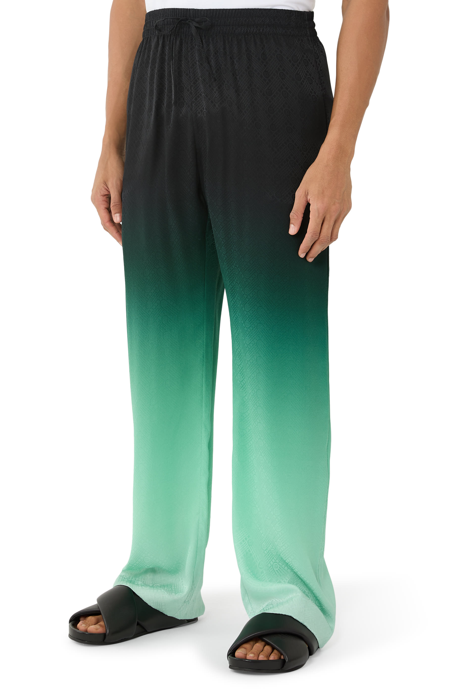 بنطال بطبعة بينج بونج بلون متدرج جاكار حرير