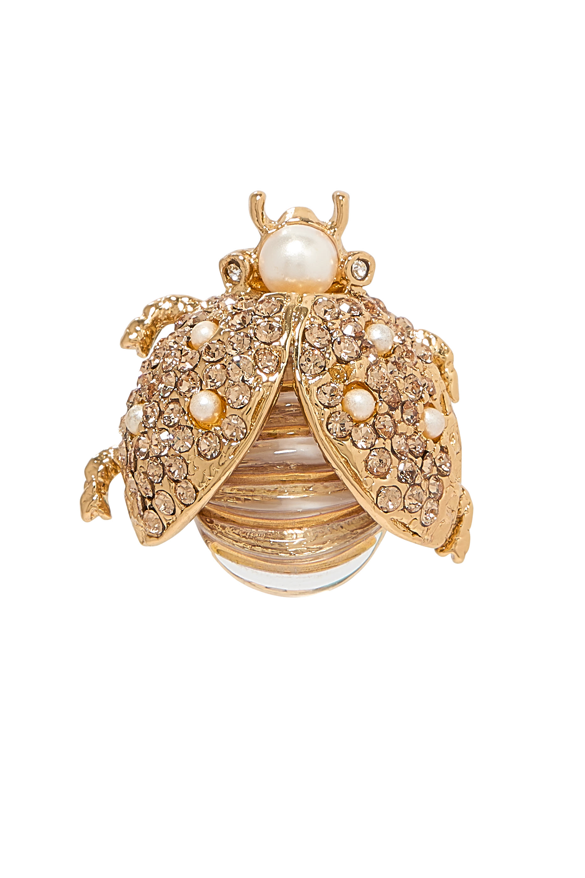 بروش بتصميم دعسوقة نحاس مطلي بالذهب