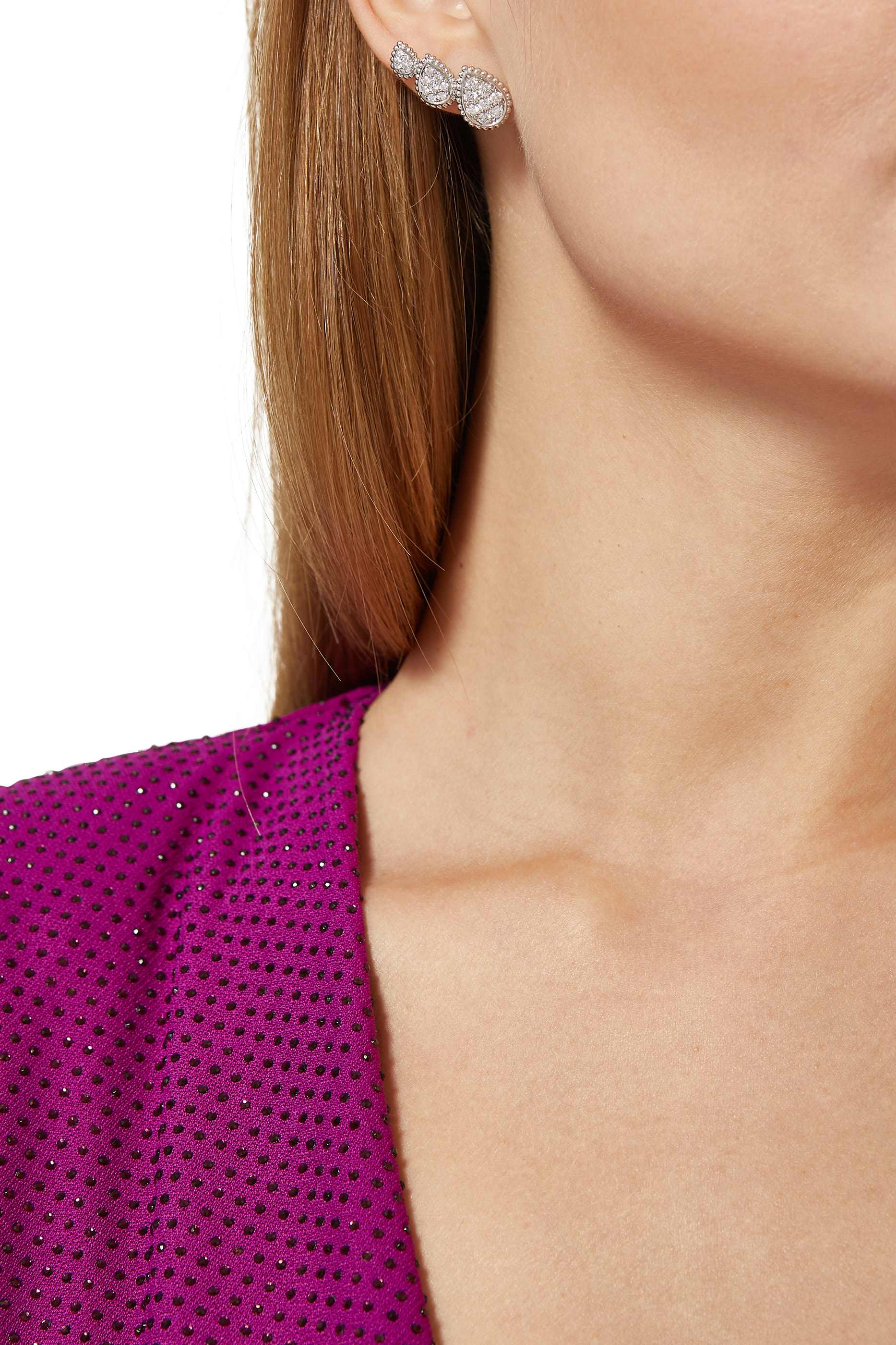 أقراط سيربنت بوهيم مرصعة بالماس بافيه بثلاث حليات