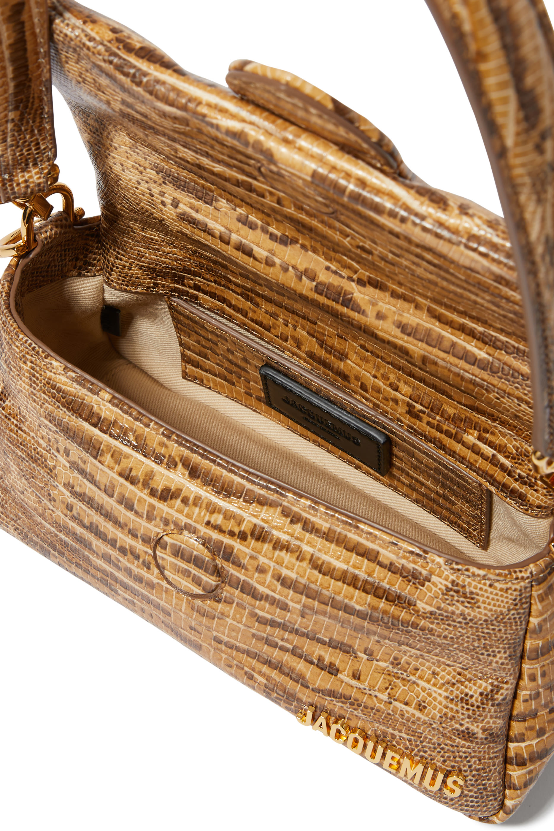 حقيبة لو بوتيت بامبينو جلد بنقشة جلد الأفعى