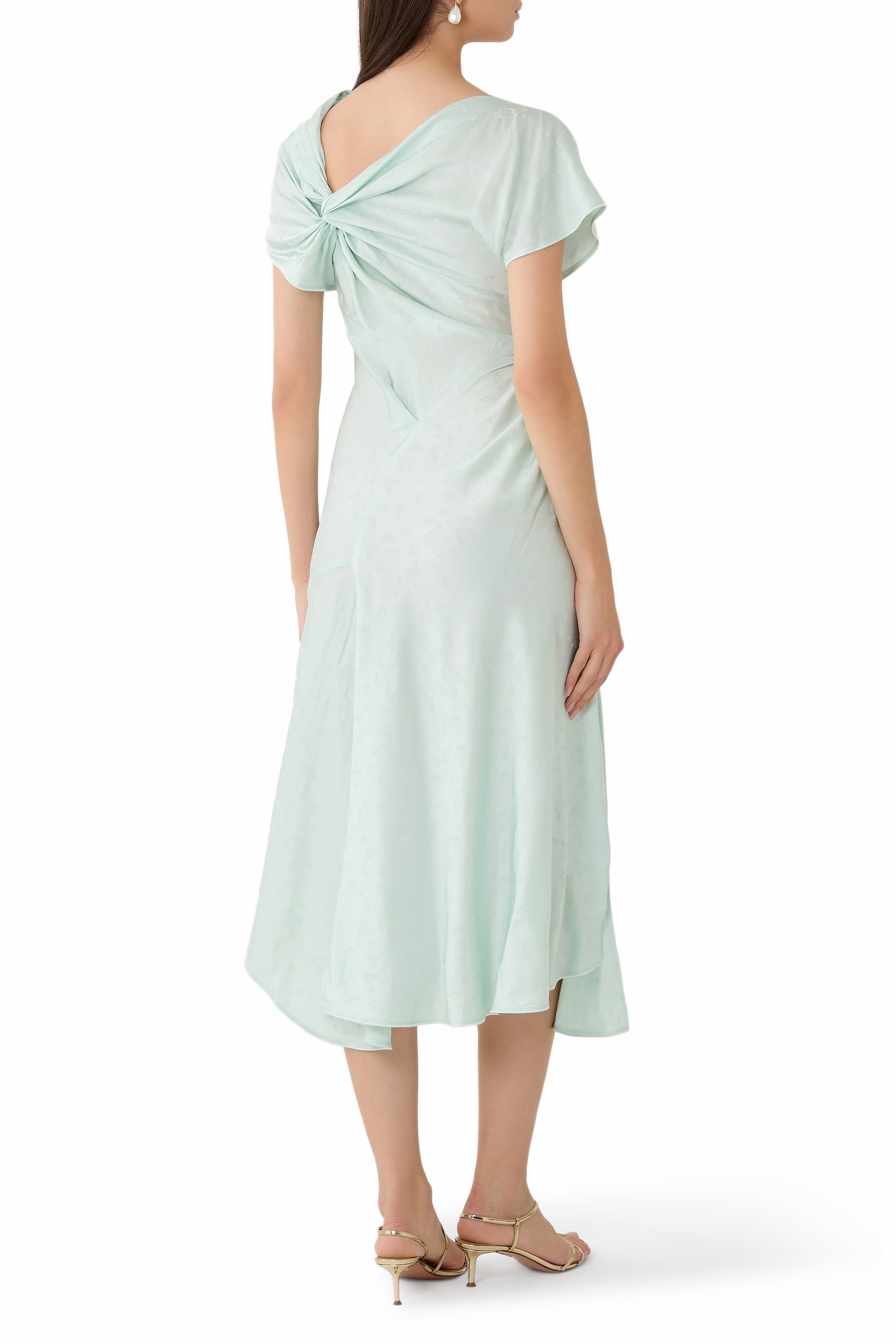 فستان بتصميم ملفوف غير متماثل متوسط الطول