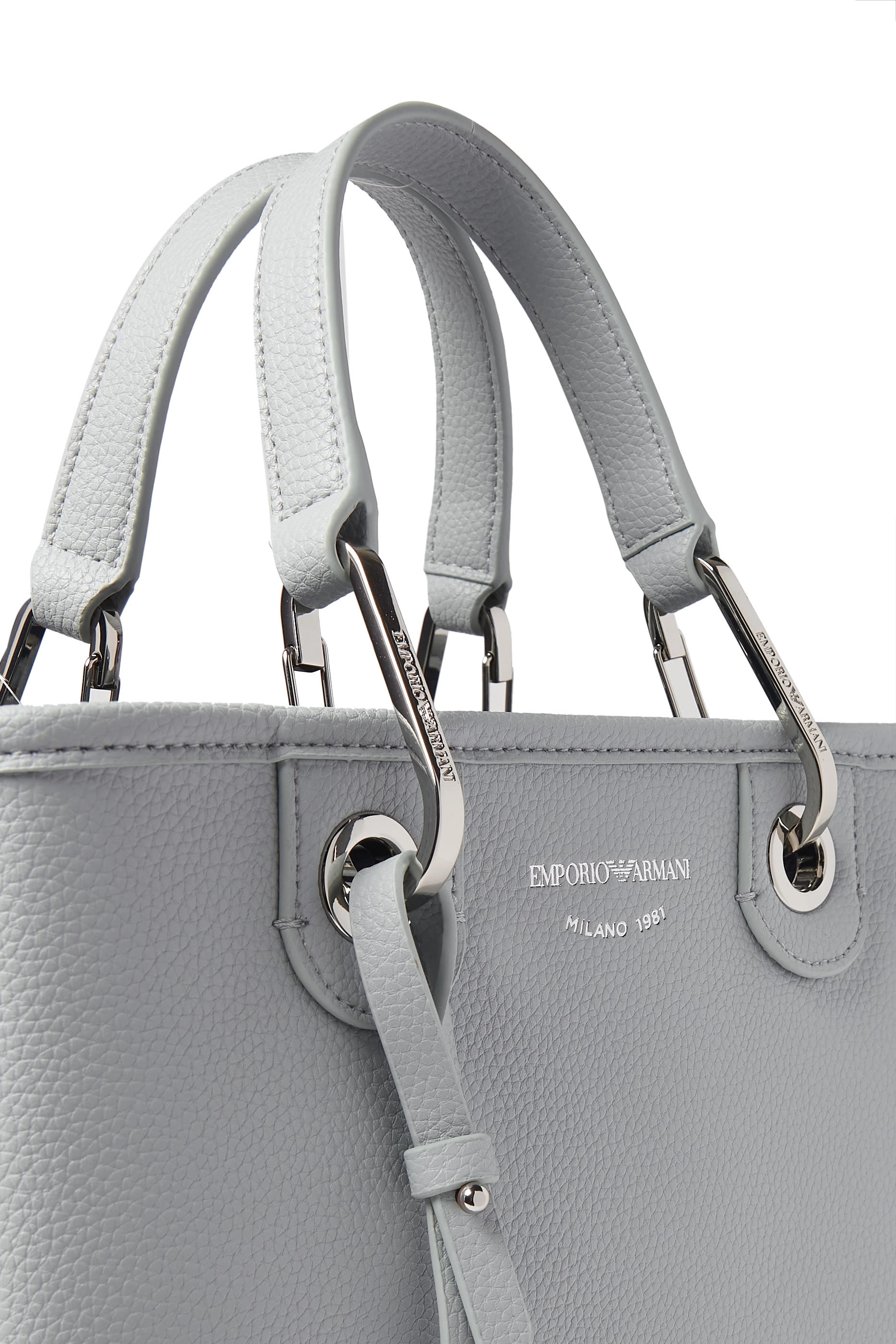 حقيبة يد بشعار الماركة بنقشة جلد غزال