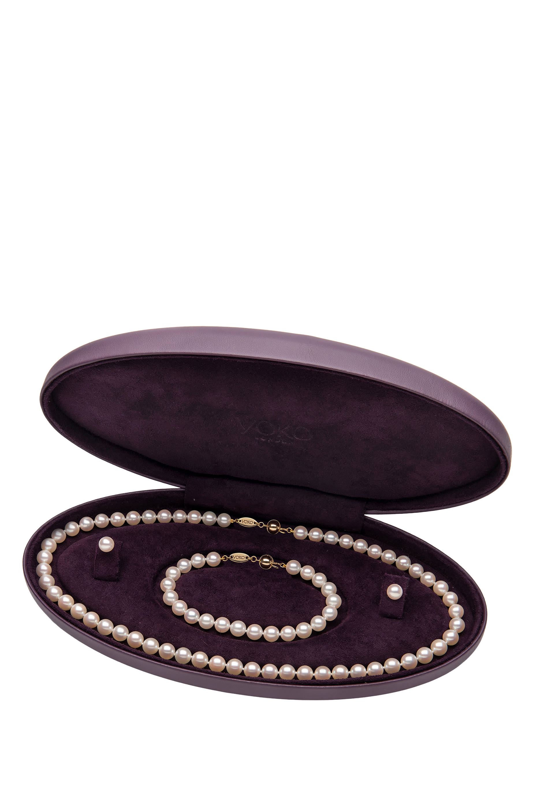 طقم قلادة وأقراط كلاسيك، لؤلؤ والماس وذهب عيار 18