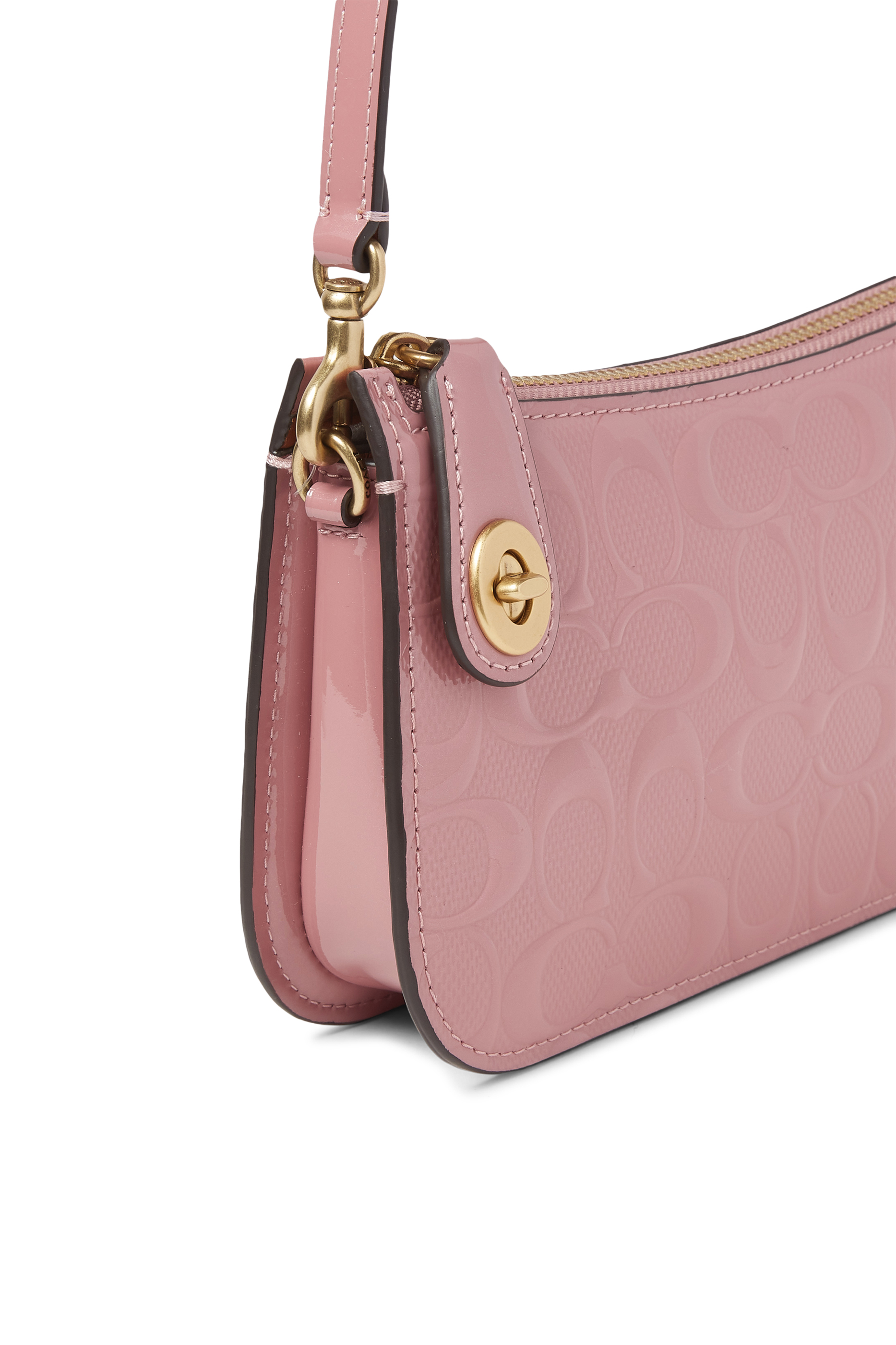 حقيبة كتف بين جلد بنقشة شعار الماركة