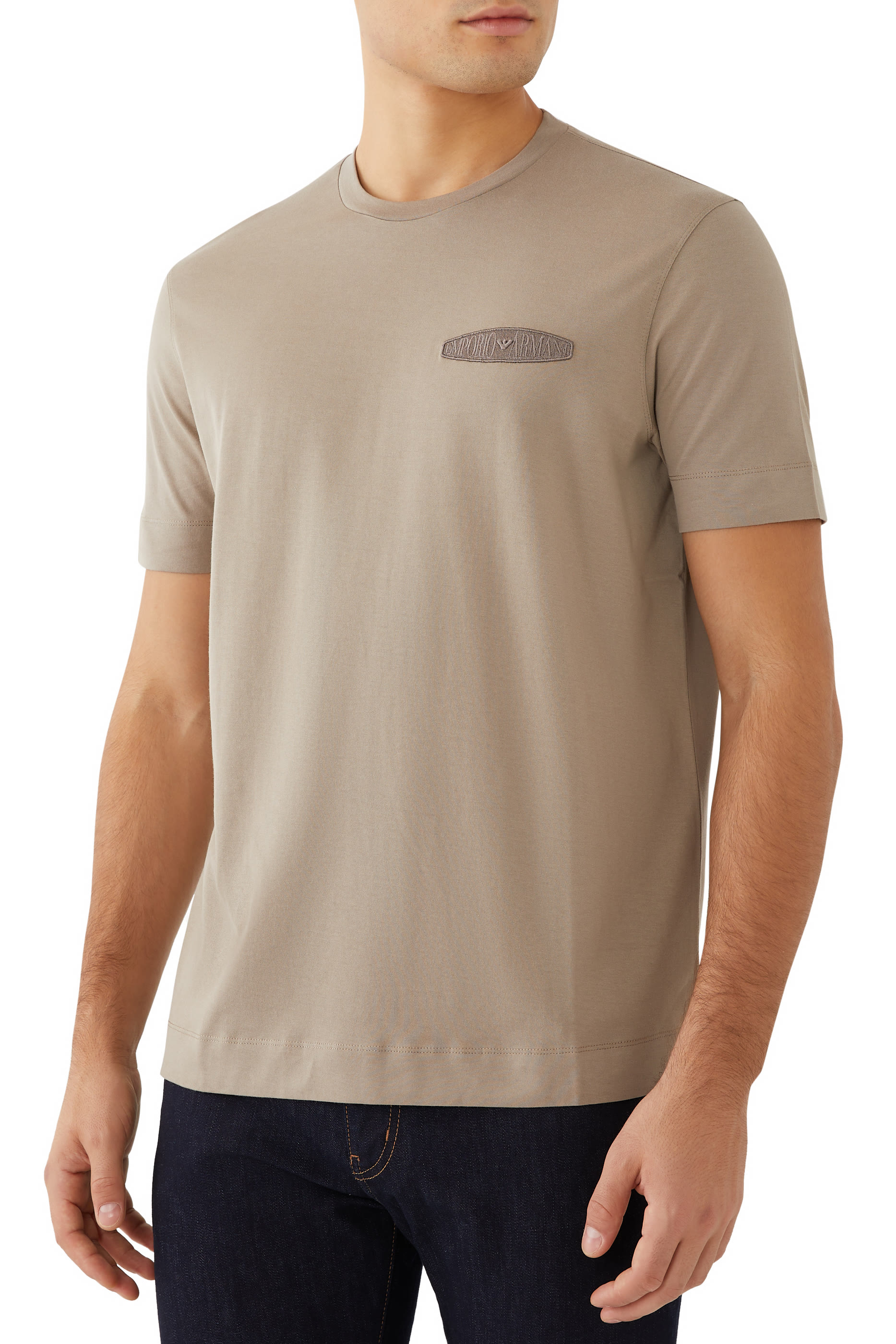 تيشيرت مطرز بحروف شعار الماركة مايكرو قطن