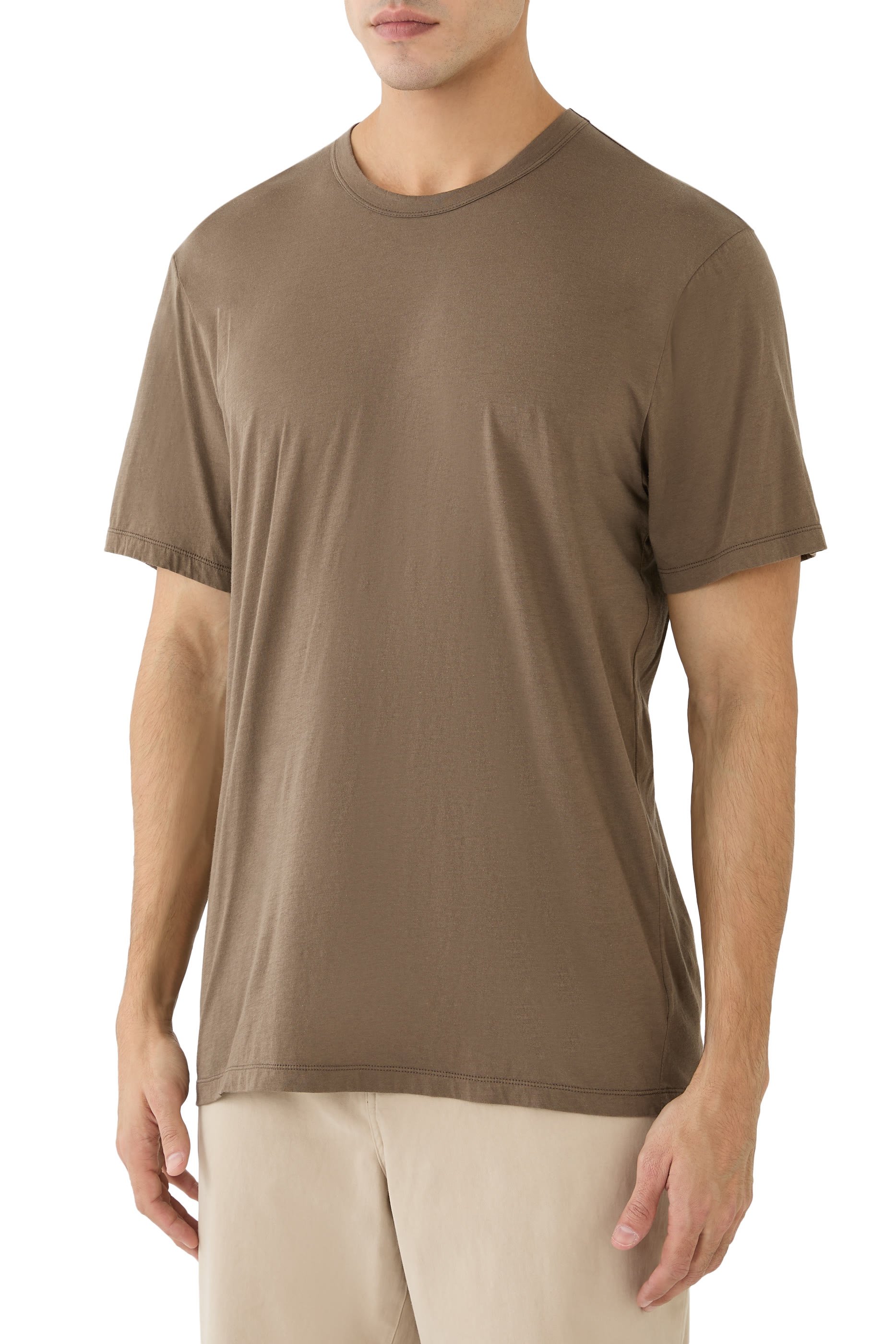 تيشيرت بياقة ضيقة جيرسيه فاخر ثقيل الوزن