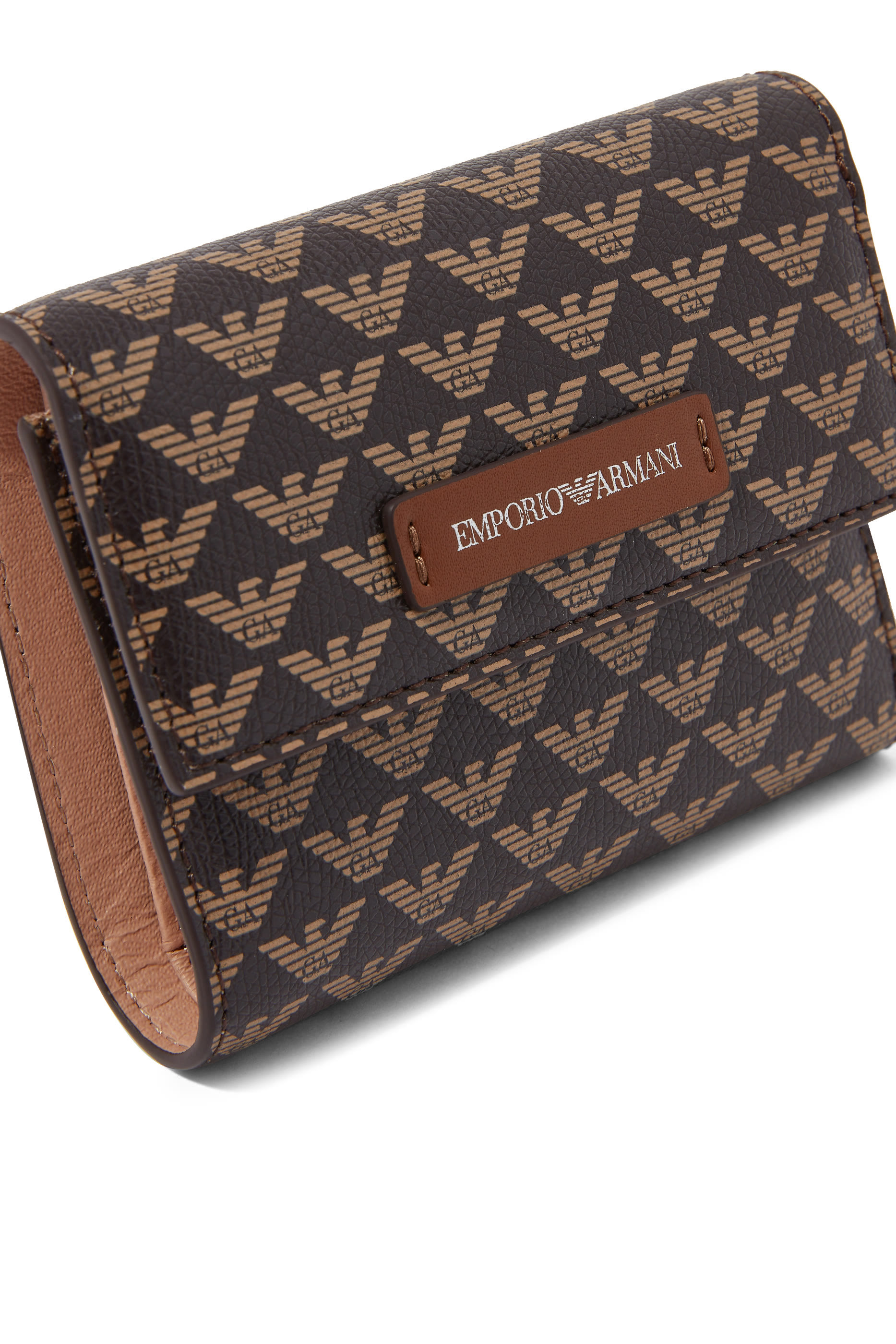 محفظة ثلاثية الطي بشعار الماركة جلد صديق للبيئة