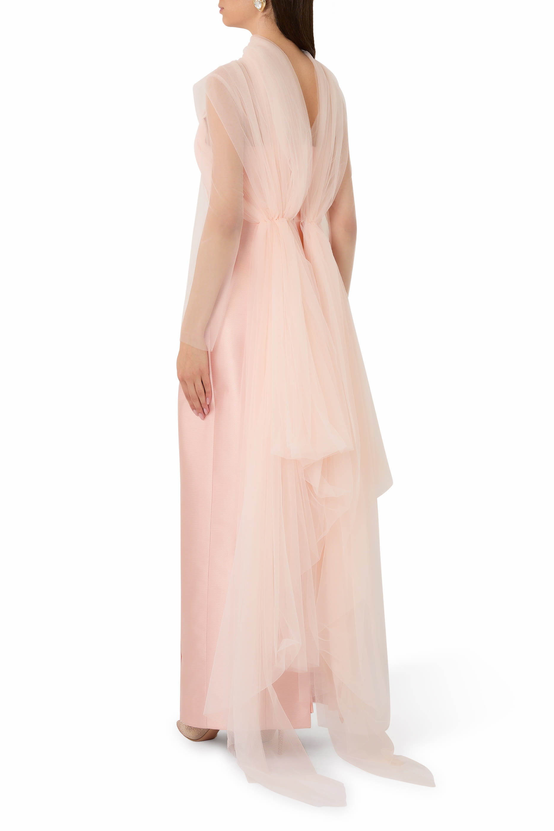 High Neck Illusion Sleeve Gown