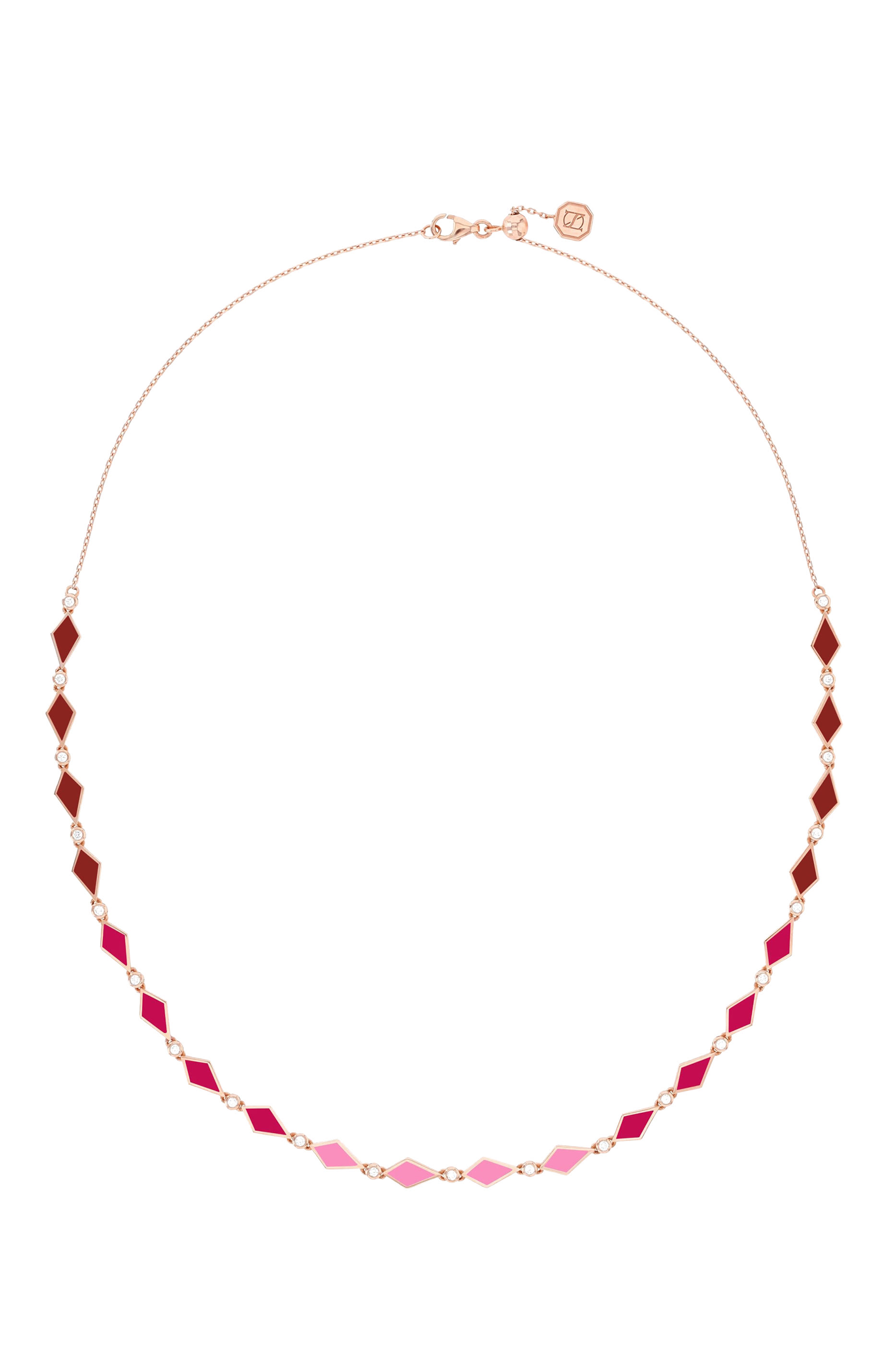 قلادة موزاييك ذهب وردي عيار 18