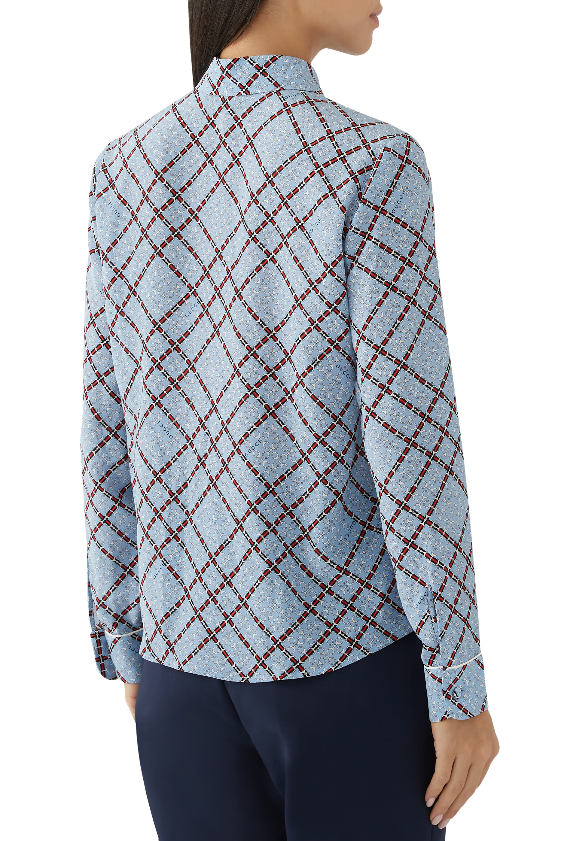 قميص بطبعات حرير كريب دو شين