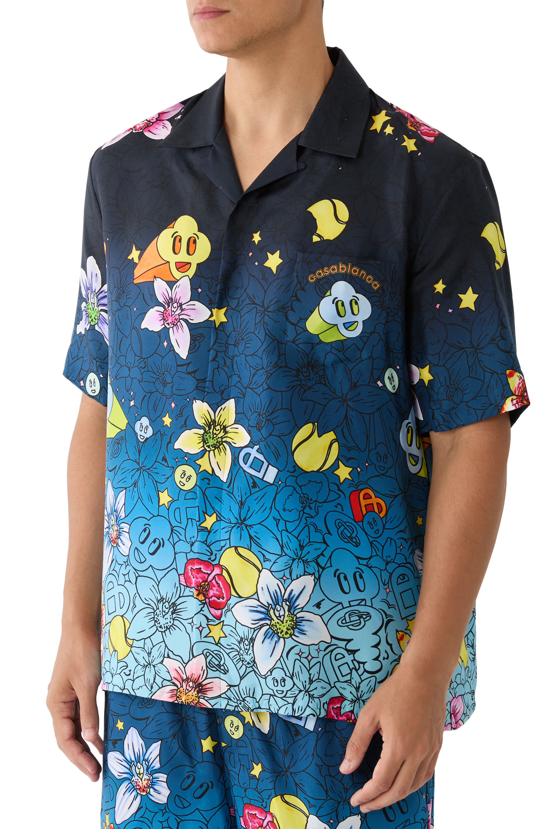 قميص كولاج دايكونز غرافيكس بأكمام قصيرة حرير