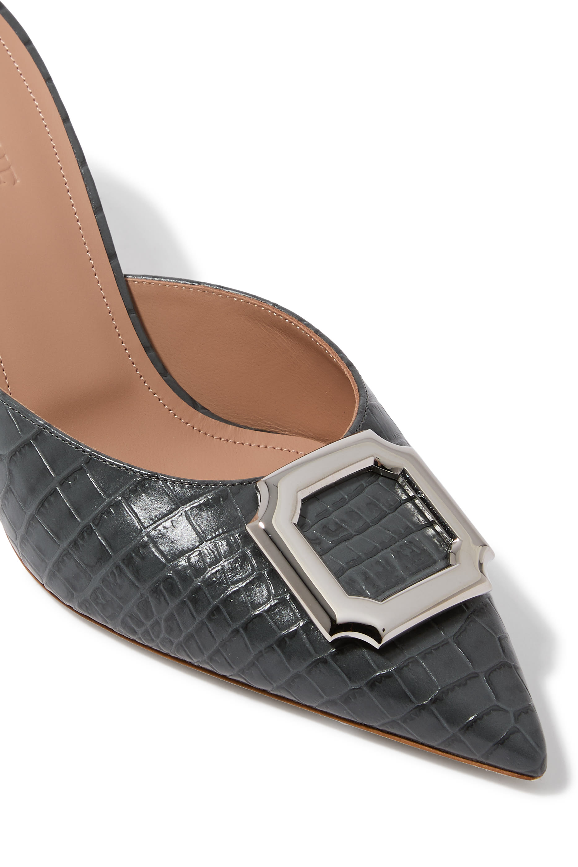 حذاء مونا مفتوح من الخلف 70 بمقدمة مدببة جلد لامع