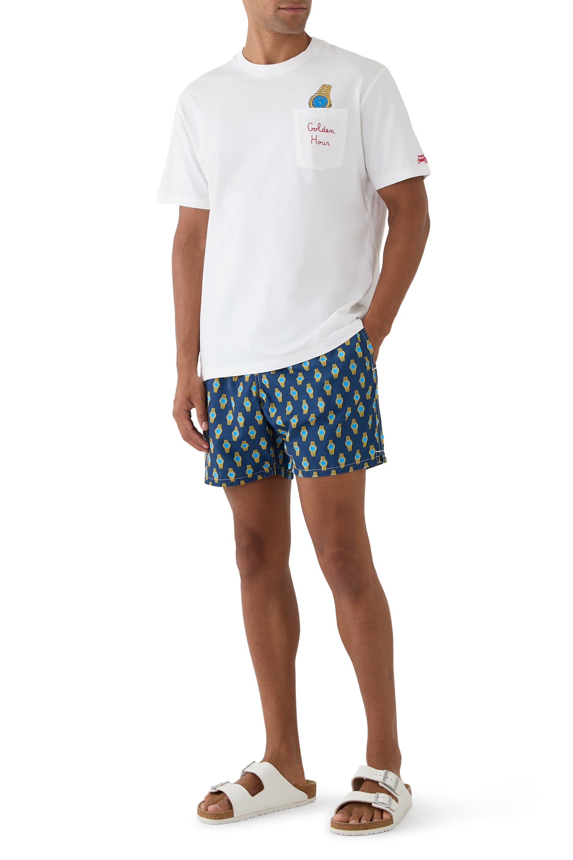 تيشيرت بطبعة ساعة ذهبية