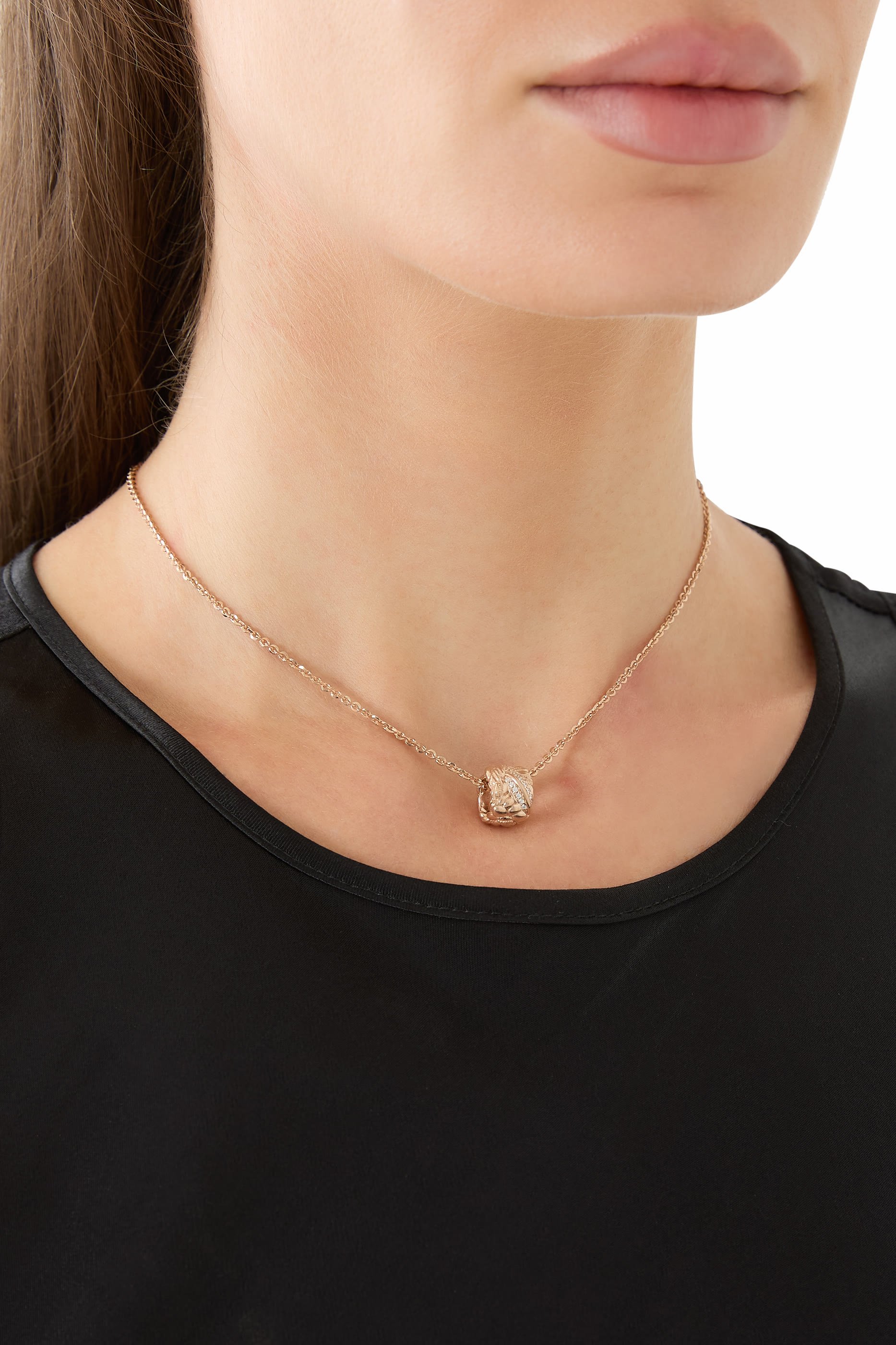 قلادة بدلاية مجدولة مرصعة بأحجار زركونيا مكعبة فضة مطلية ذهب عيار 18