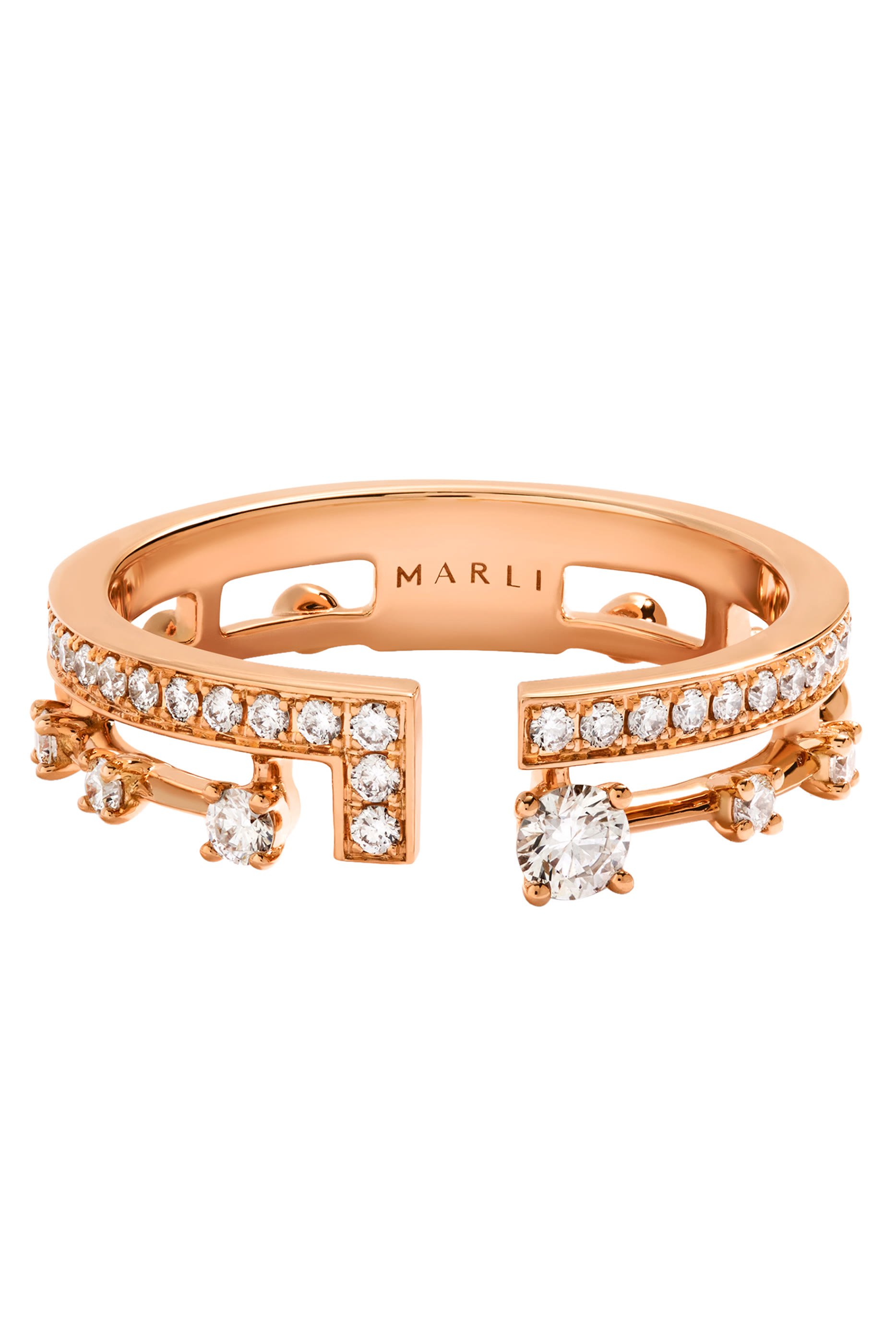 خاتم سبابة أفينيوز مرصع بماس ذهب وردي