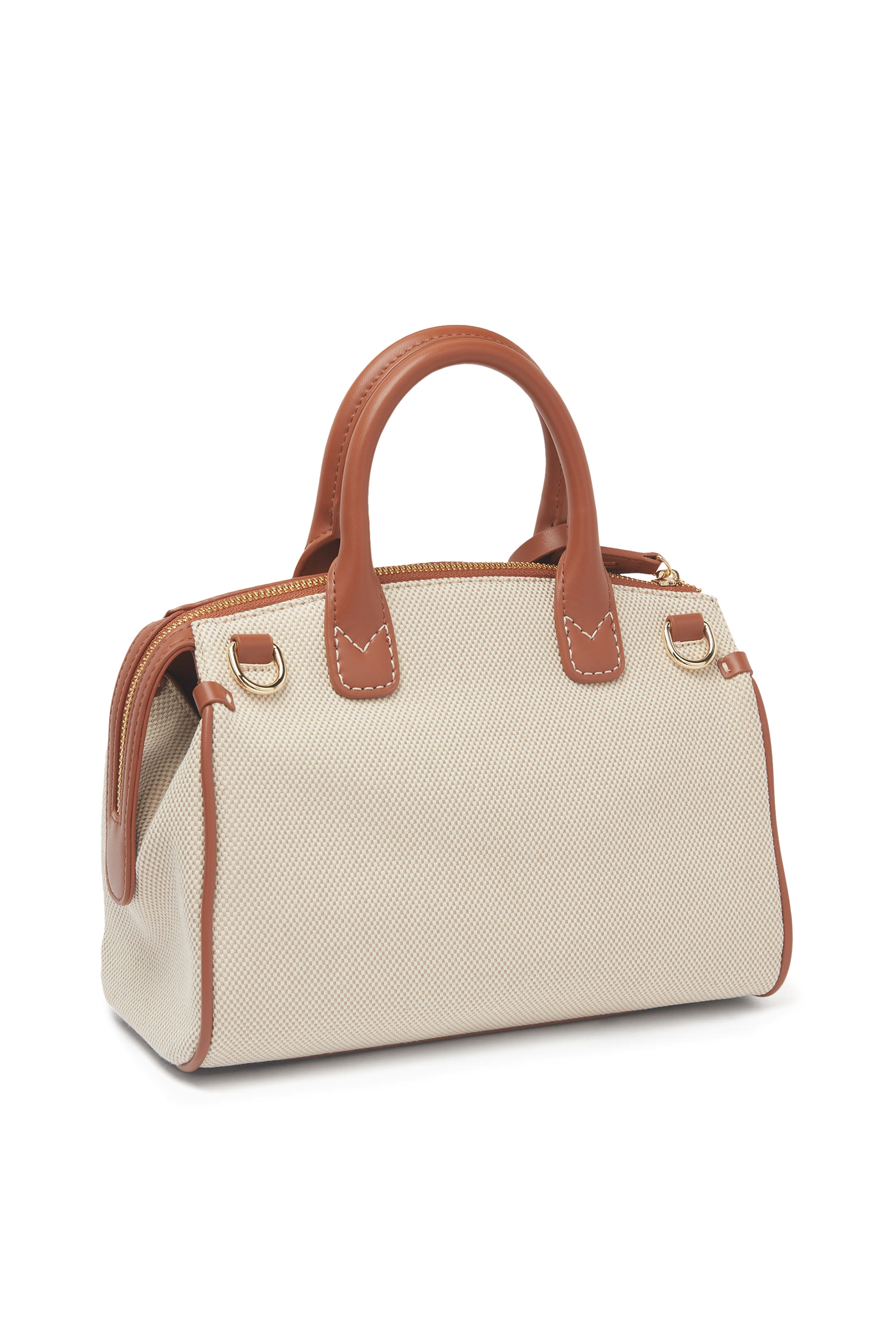 حقيبة يد جاين قماش قنب بنقشة شعار الماركة