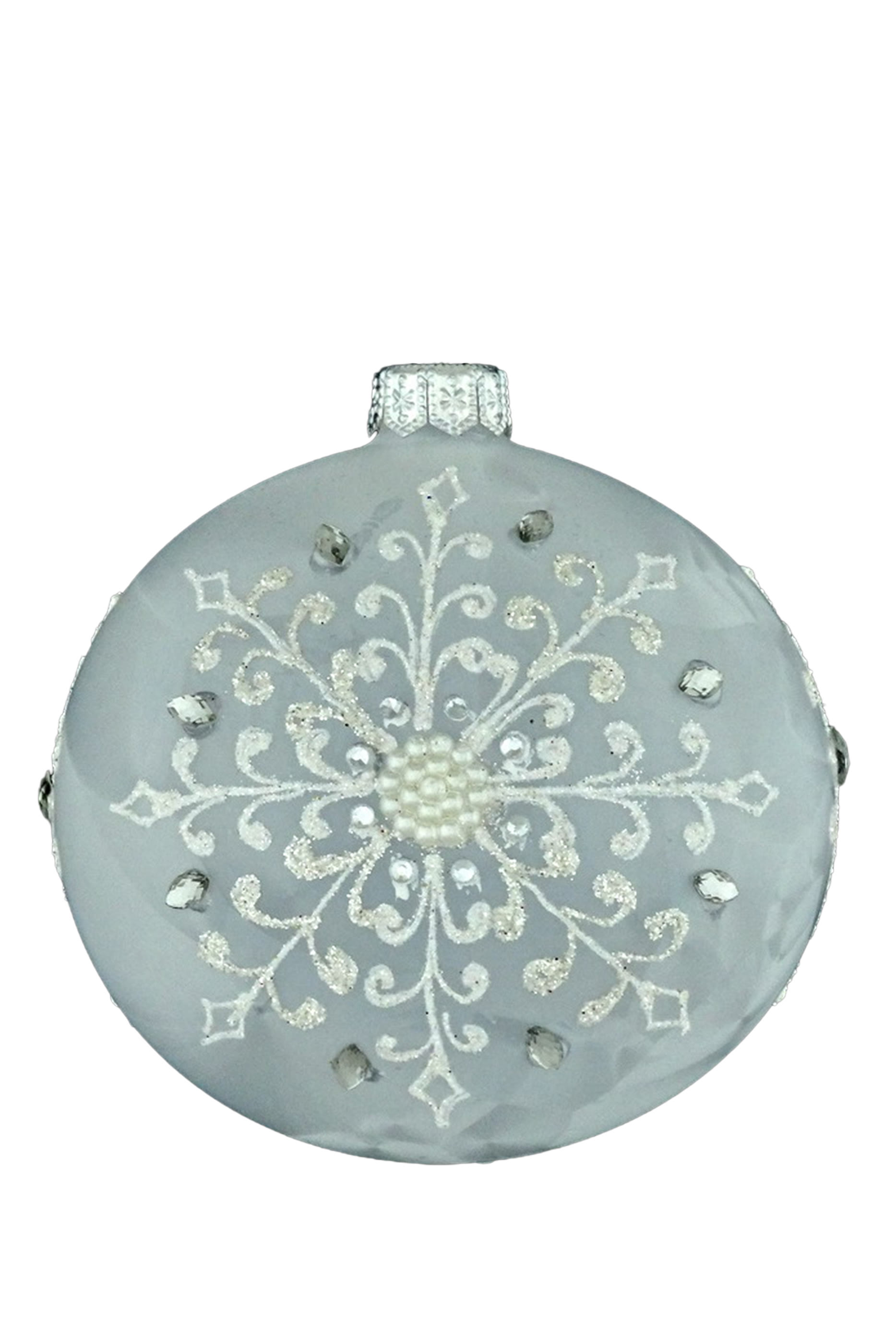 زينة كرة زجاجية مزينة برقاقات الثلج