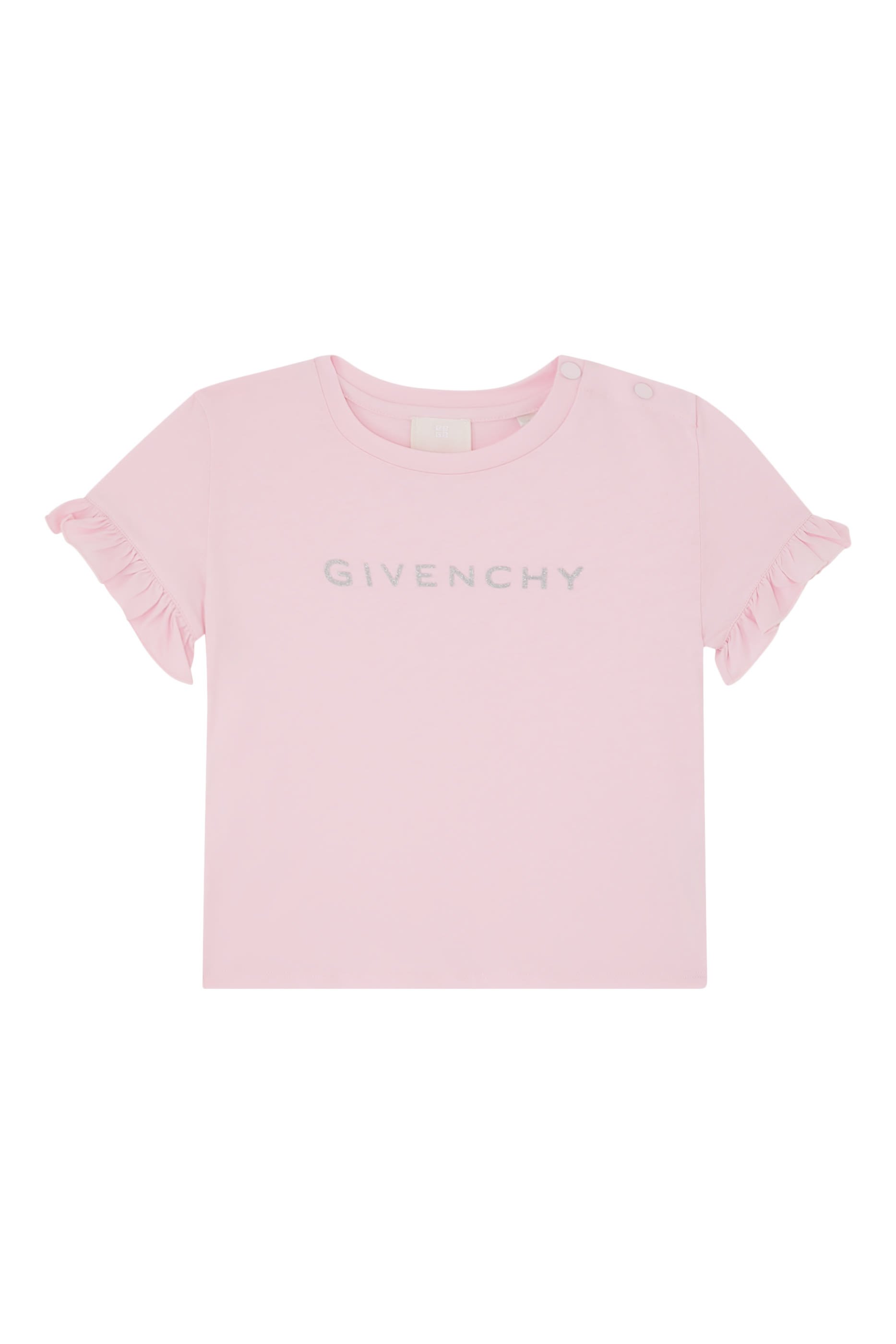 تيشيرت بأكمام مزينة بكشكش قطن للأطفال