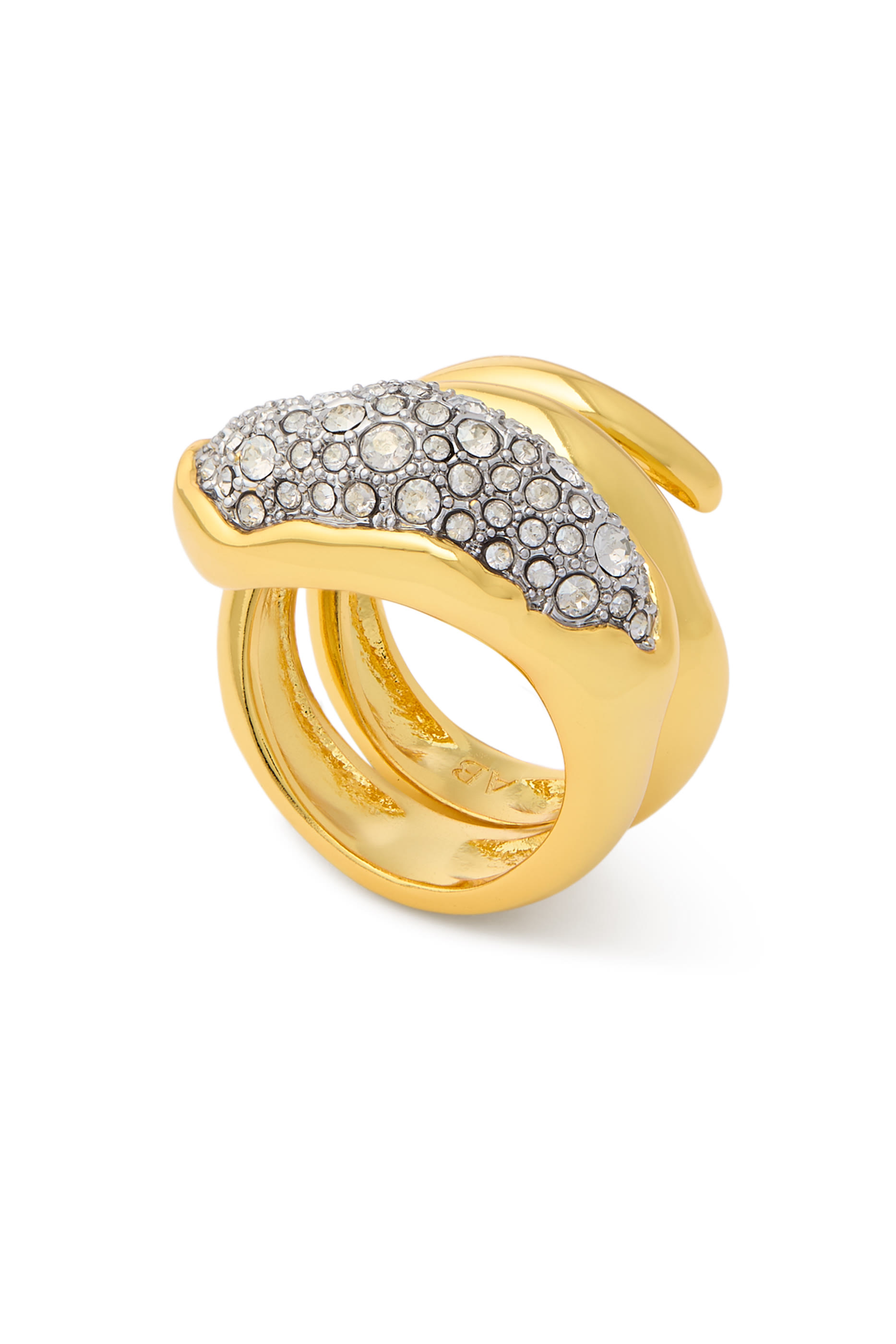 خاتم سولاناليس كويلد بارز الملمس مرصع بكريستال