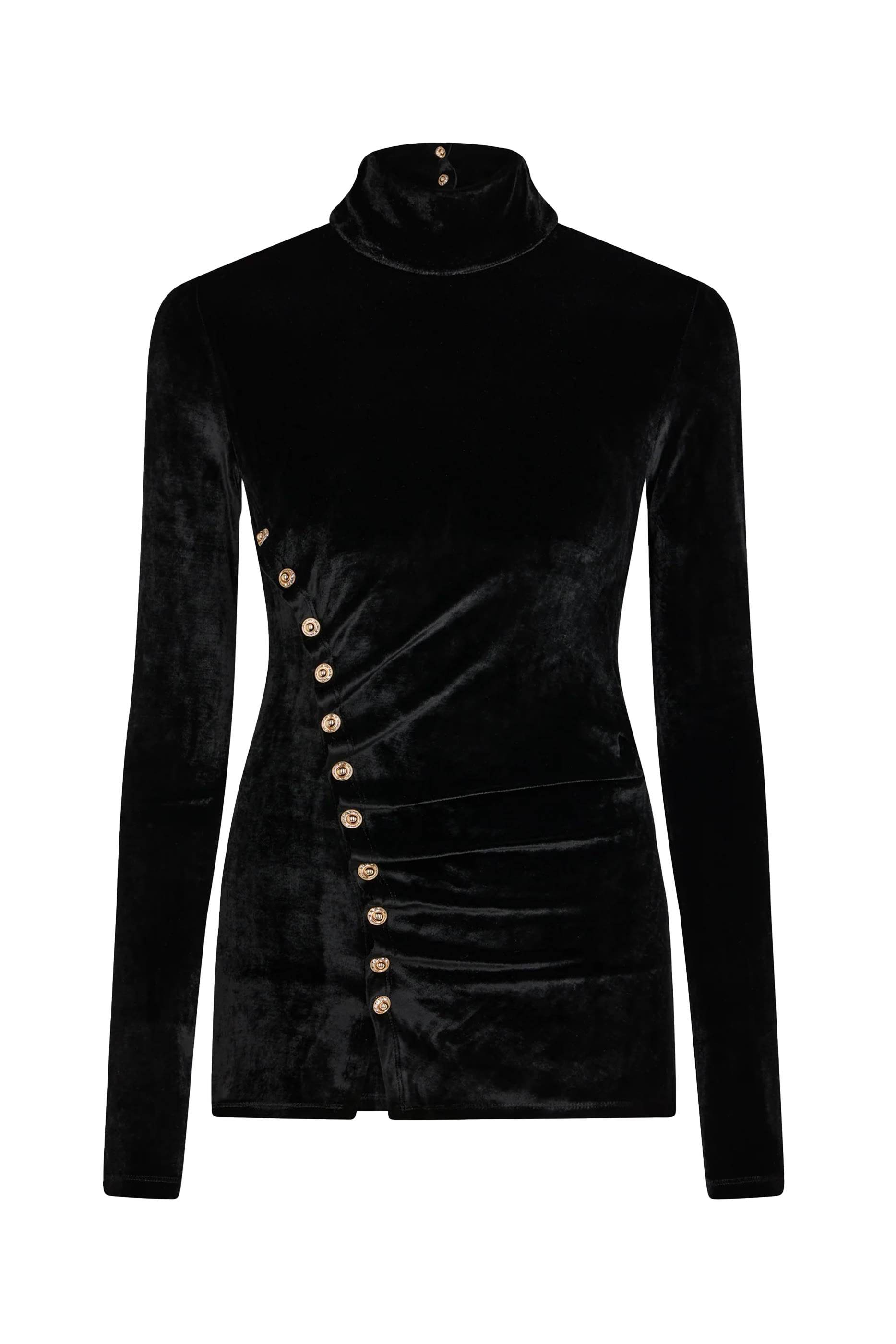 بلوزة درابيه بأكمام طويلة مخمل